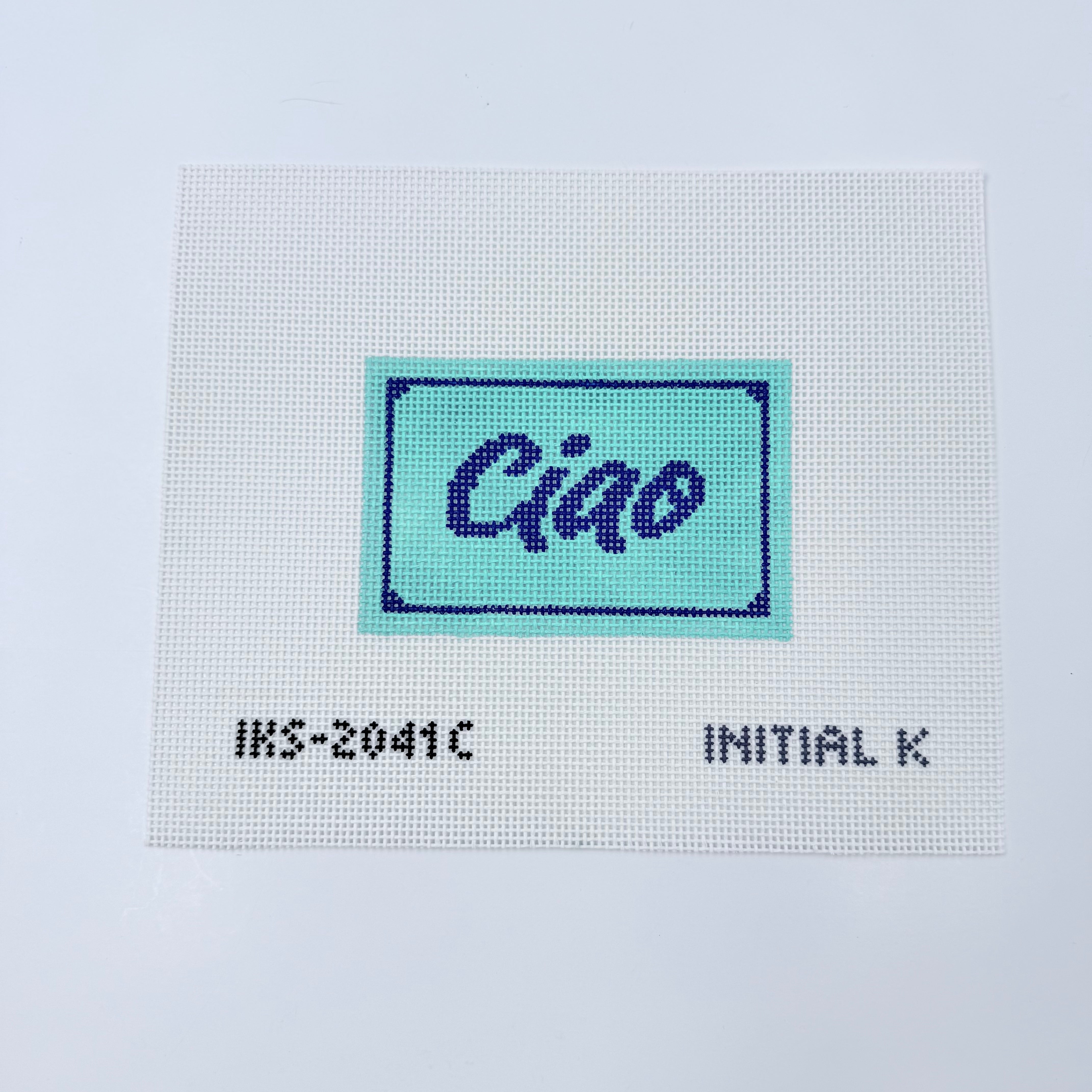 Ciao on Aqua Canvas - KC Needlepoint