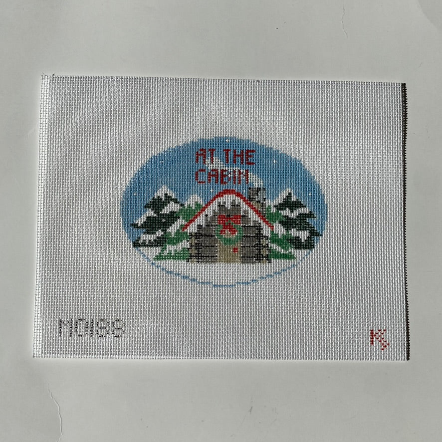 At the Cabin Oval Canvas - KC Needlepoint