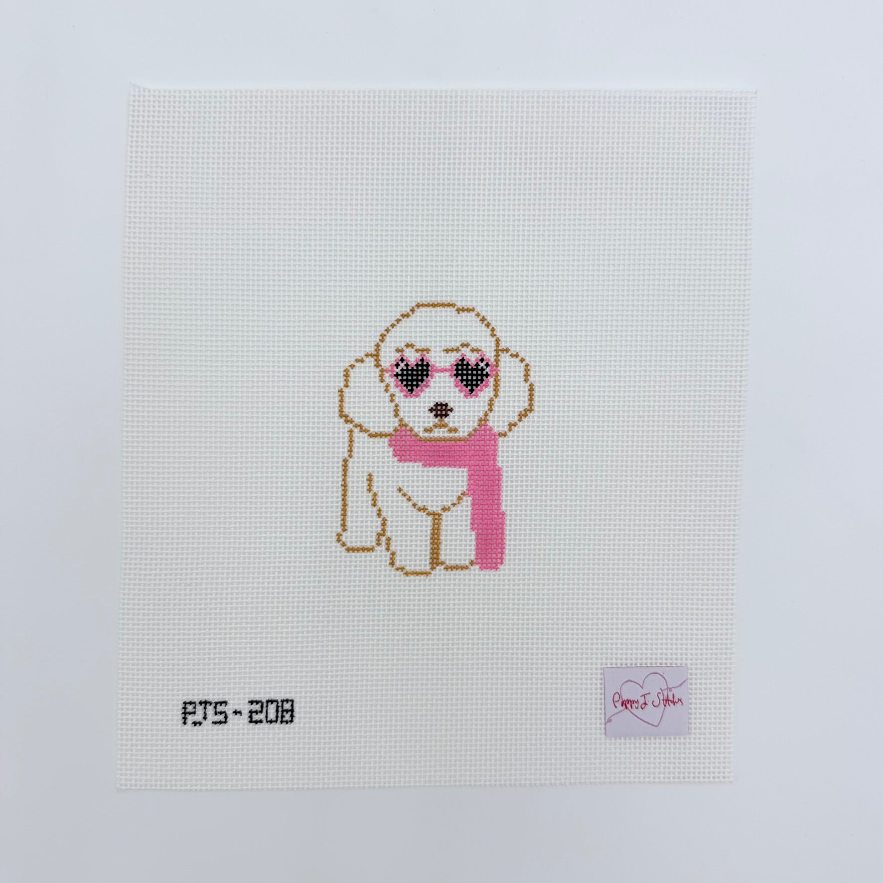 Mini Fab White Dog Canvas - KC Needlepoint