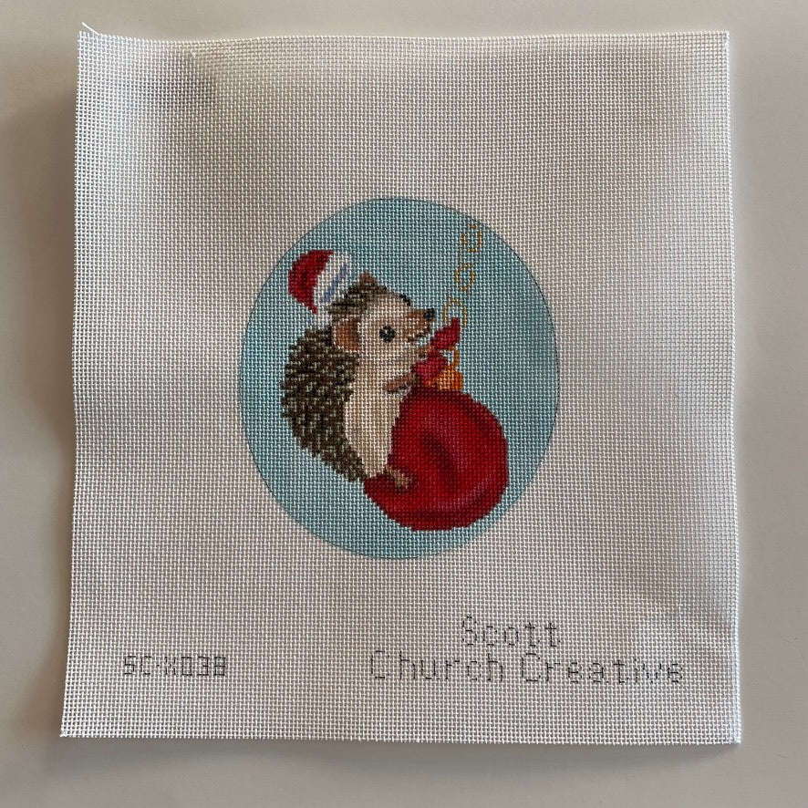 Hedgehog on Ornament Canvas - KC Needlepoint