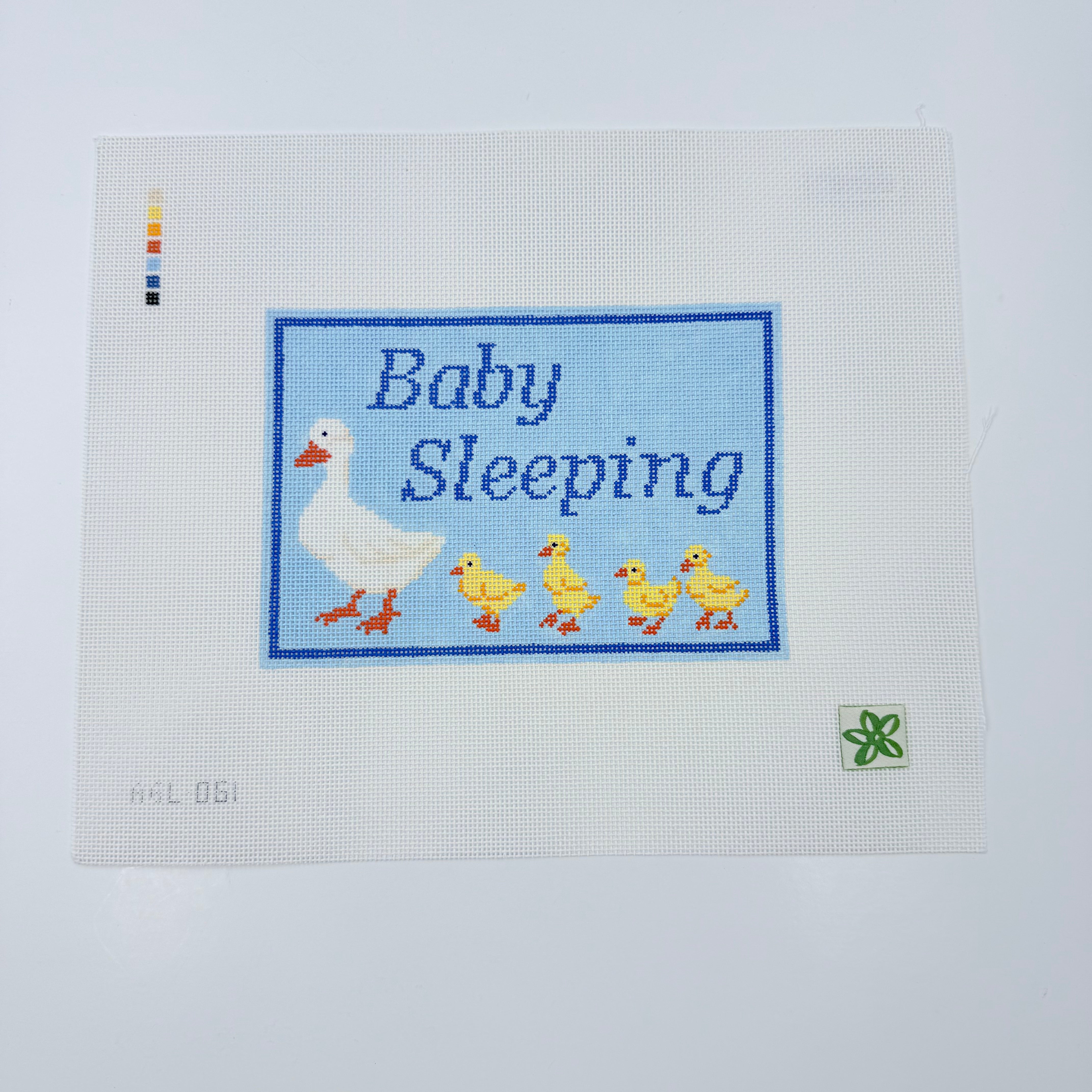 Ducks Baby Sleeping on Blue Canvas - KC Needlepoint