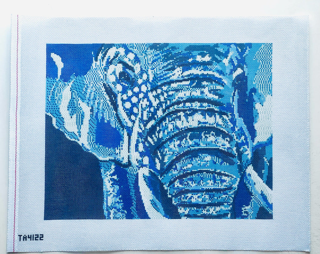Blue Elephant Needlepoint Canvas - KC Needlepoint