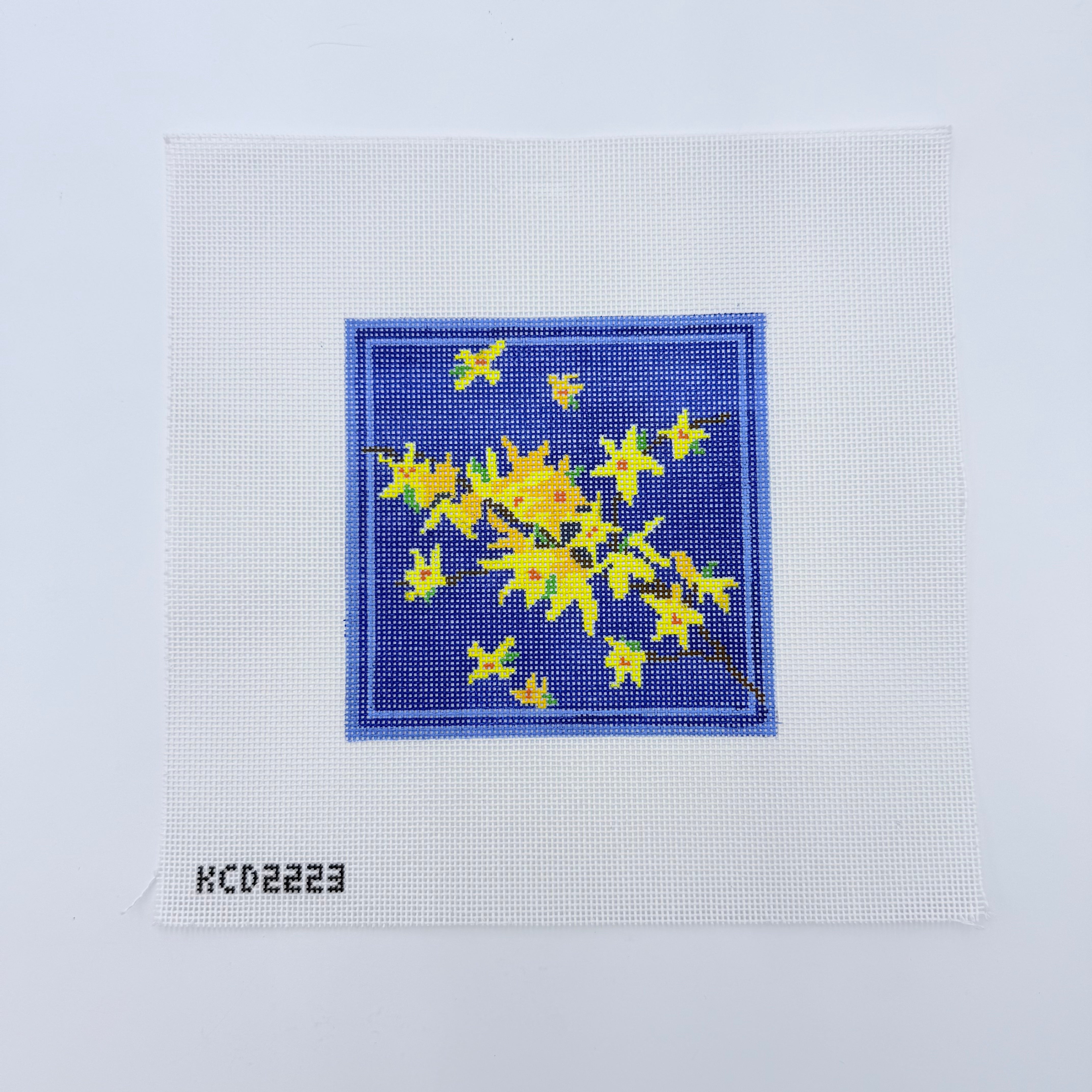 Forsythia Square Canvas - KC Needlepoint