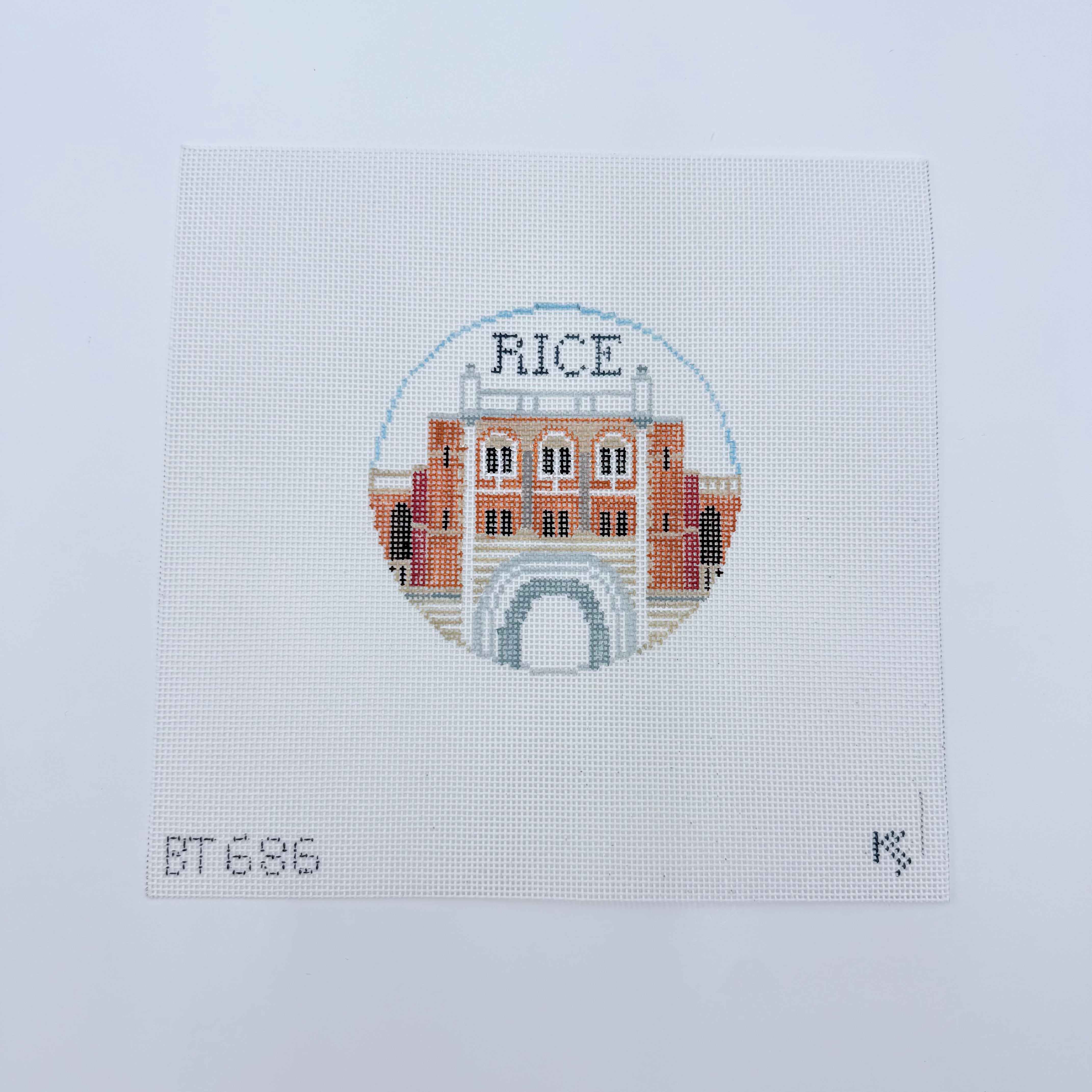 Rice University Round Canvas - KC Needlepoint