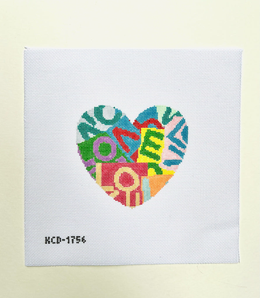 Lovevolve Heart Needlepoint Canvas - KC Needlepoint