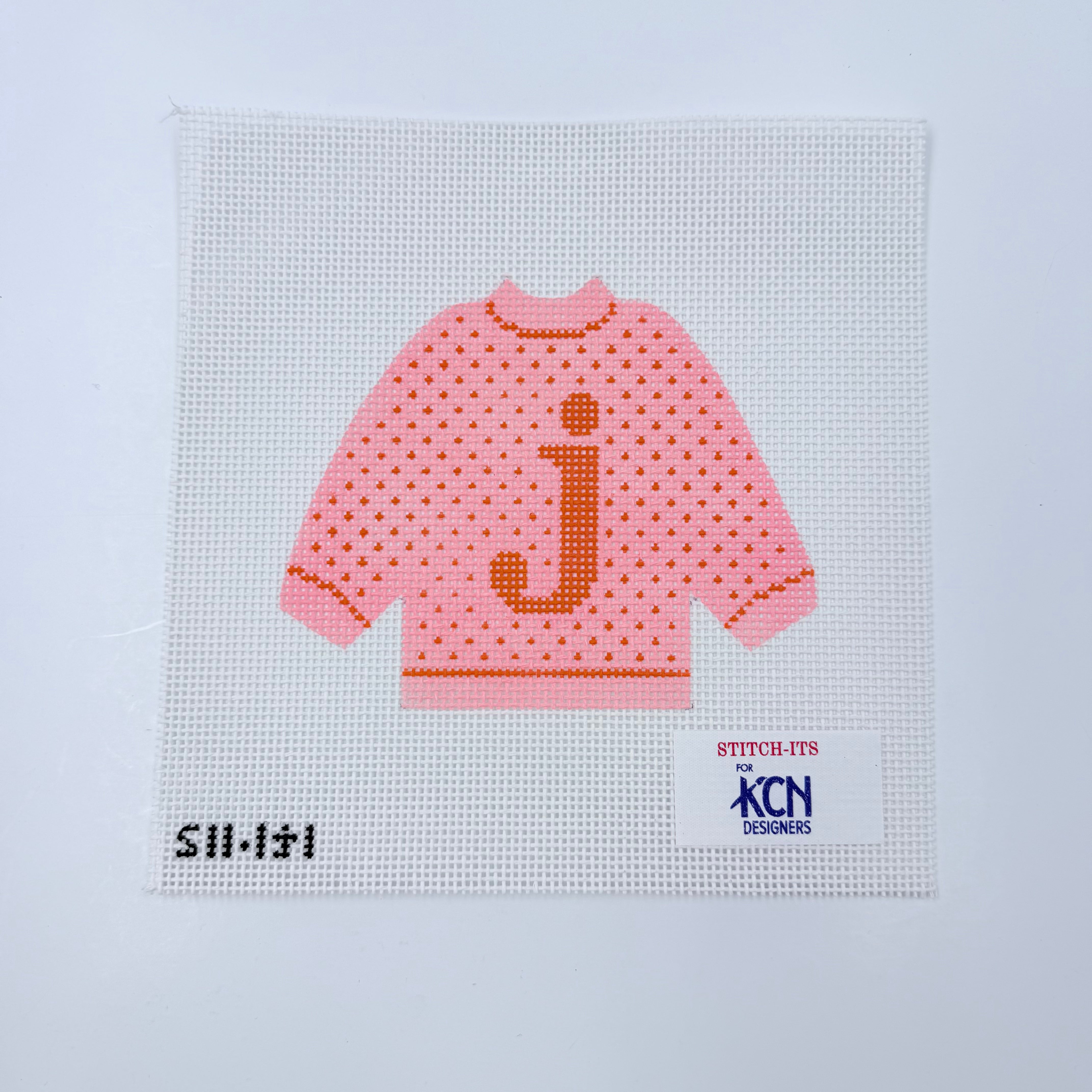J Pullover Sweater Needlepoint Canvas - KC Needlepoint