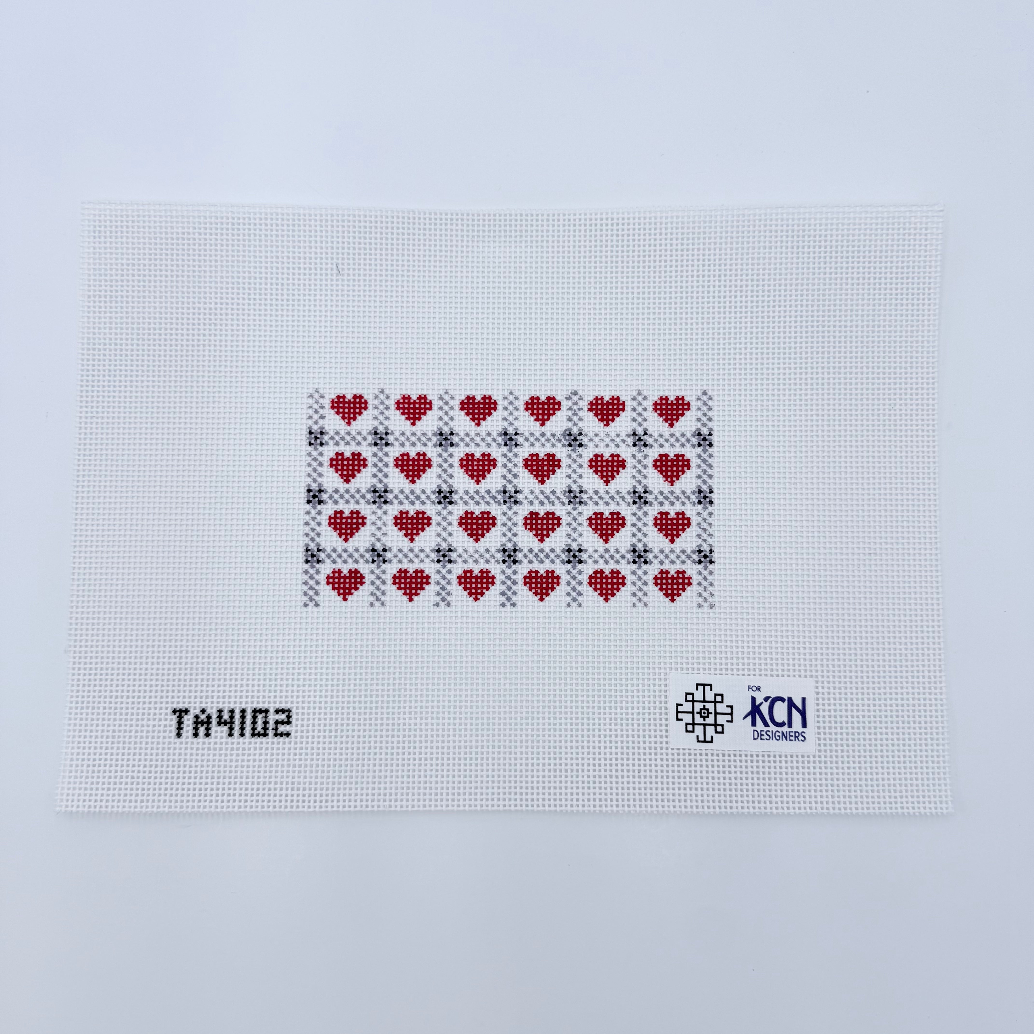 Hearts and Gingham Canvas - KC Needlepoint