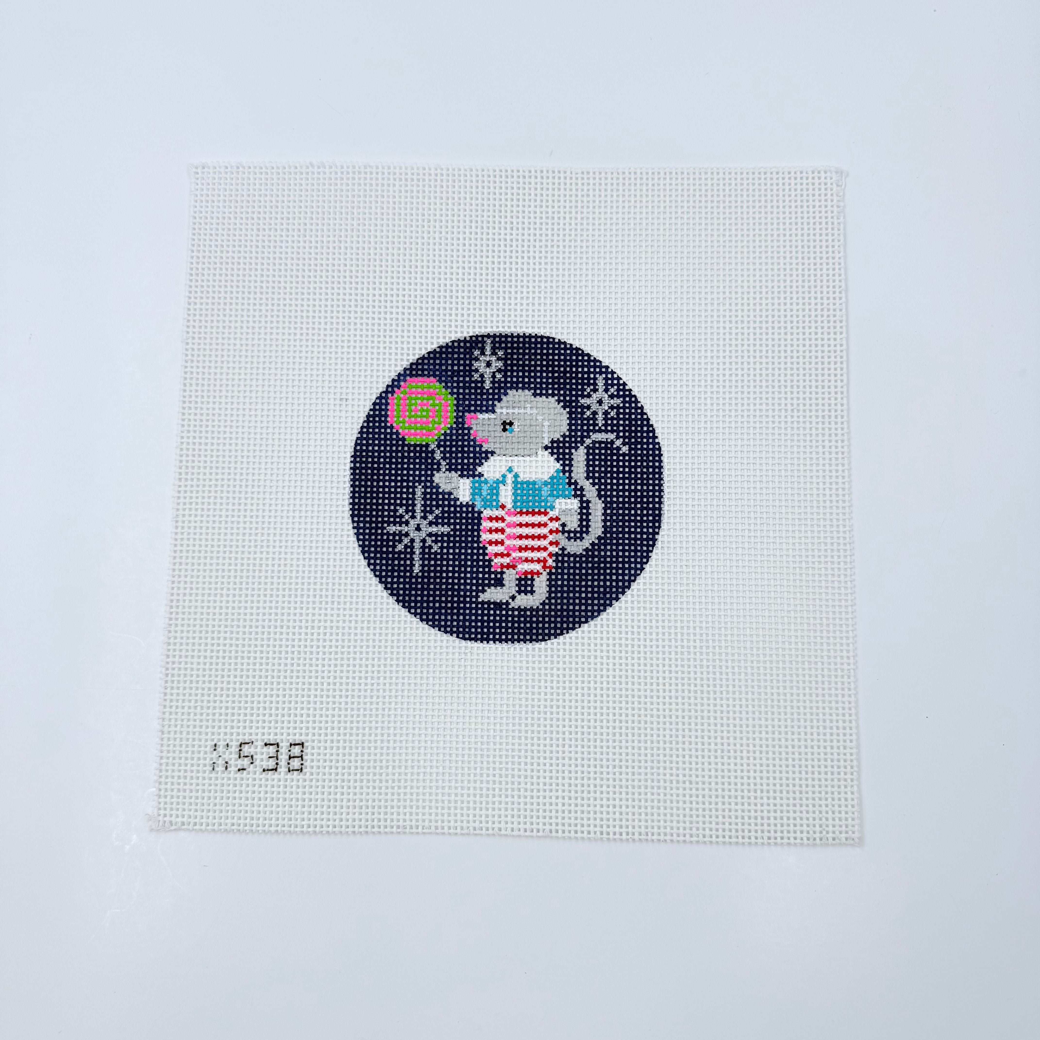 Mouse with Lollipop Canvas - KC Needlepoint
