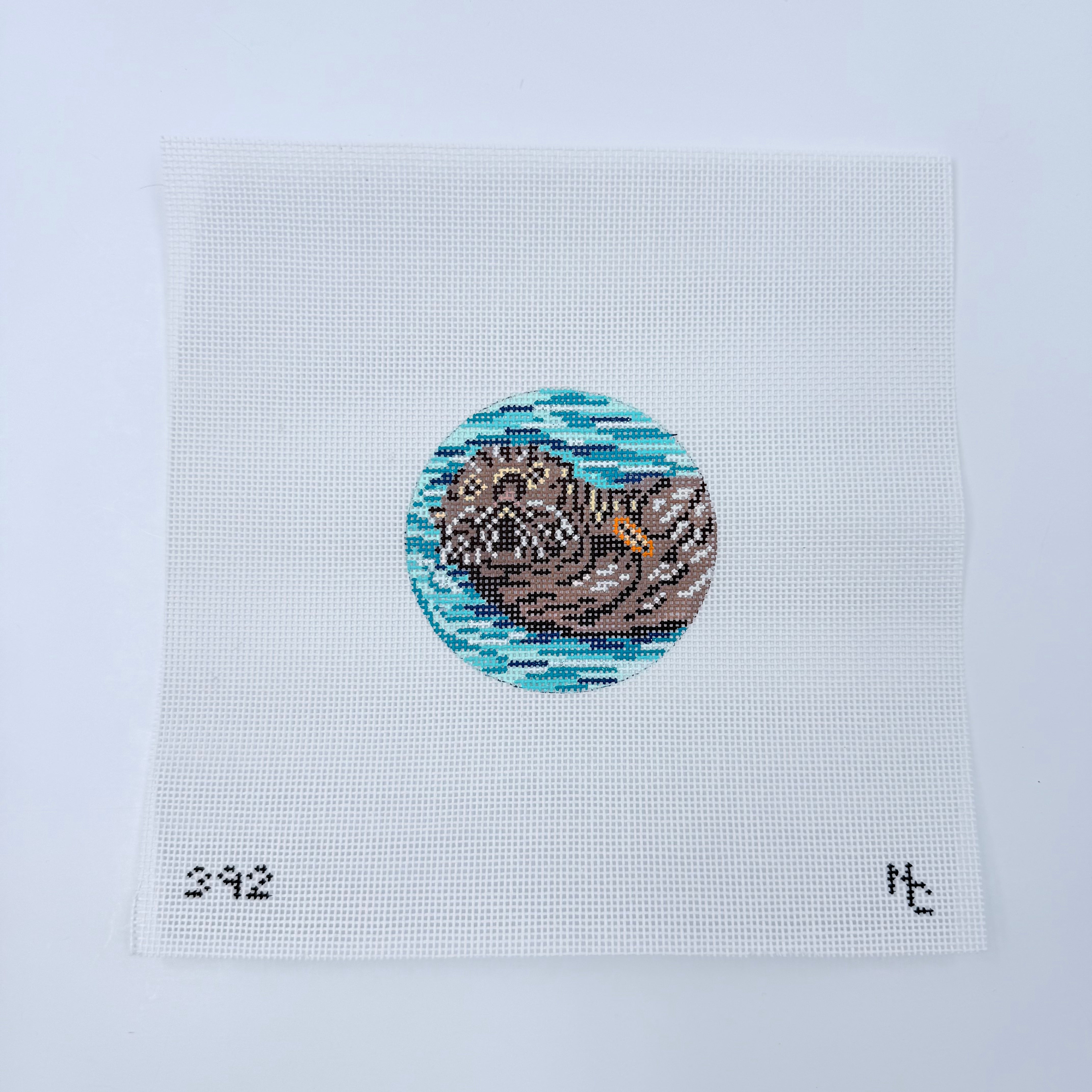 Sea Otter Round Canvas - KC Needlepoint