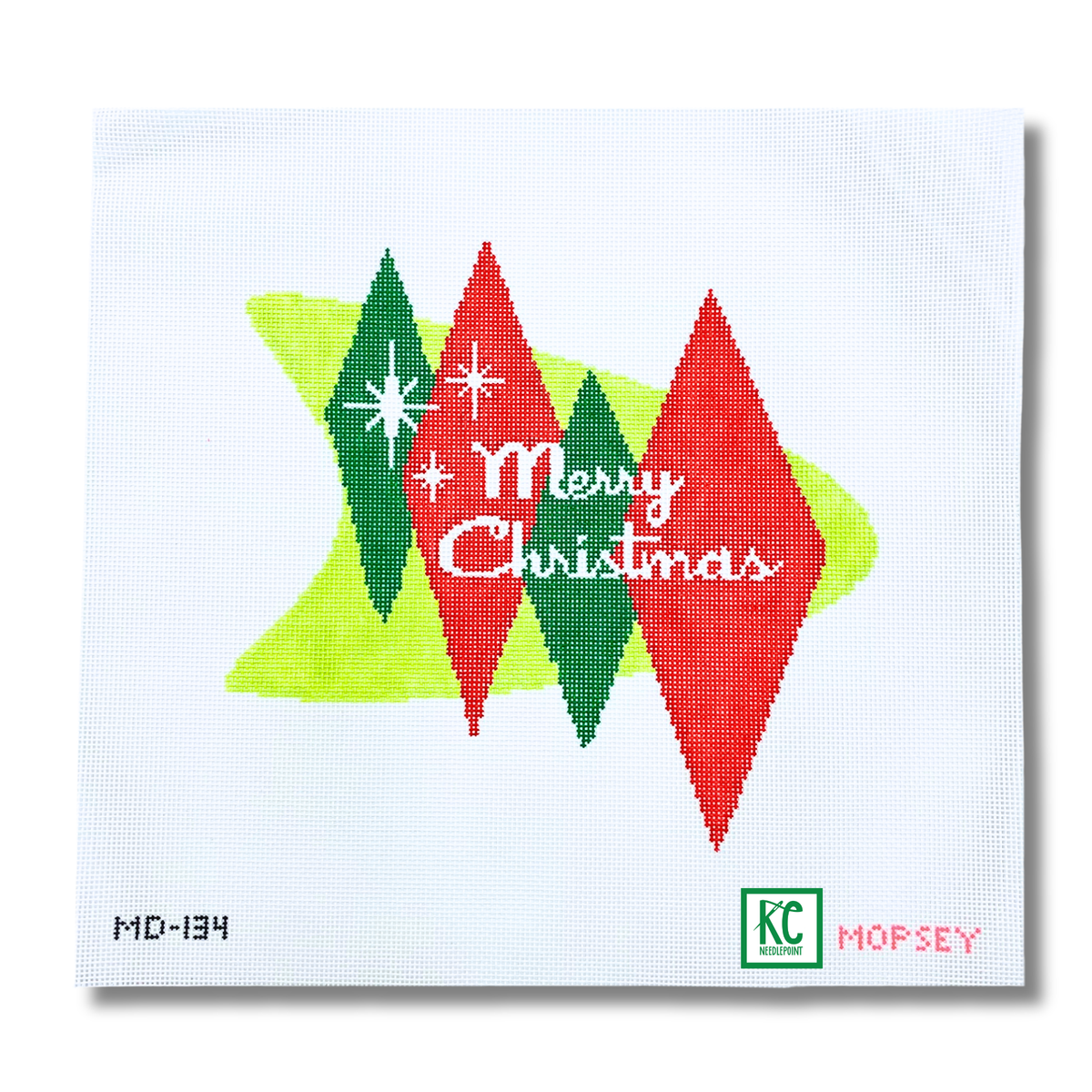Mid Century Merry Christmas Canvas - KC Needlepoint