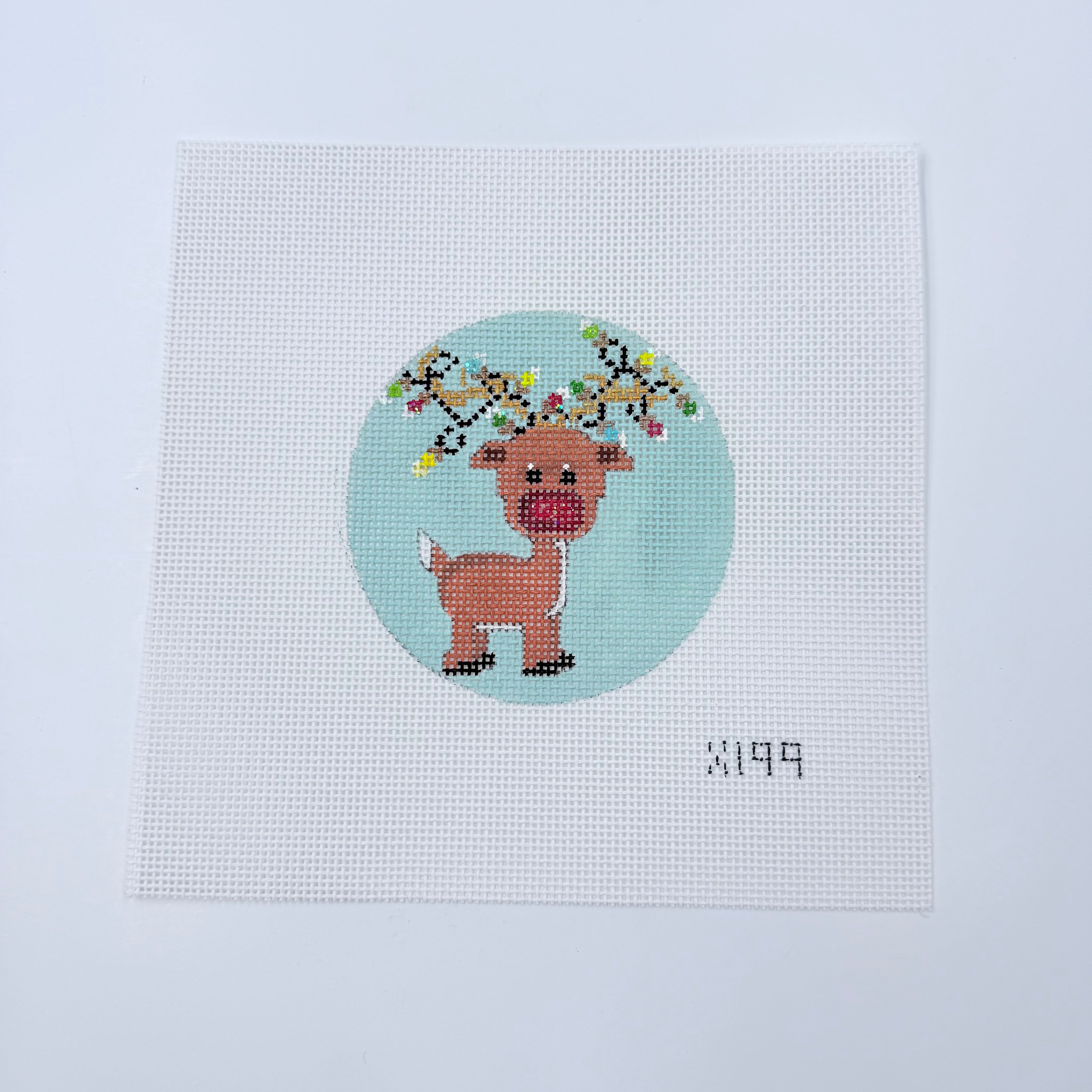 Reindeer and Lights Canvas - KC Needlepoint