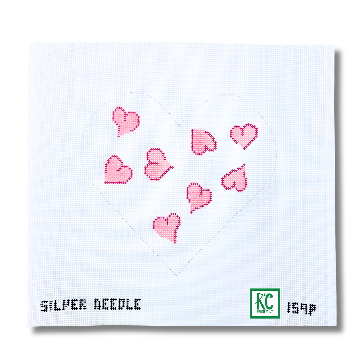 Pink Hearts Canvas - KC Needlepoint