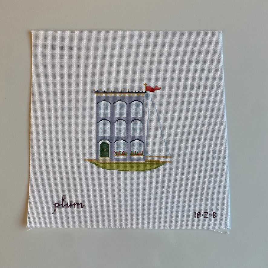 Brownstone House Boat Canvas - KC Needlepoint