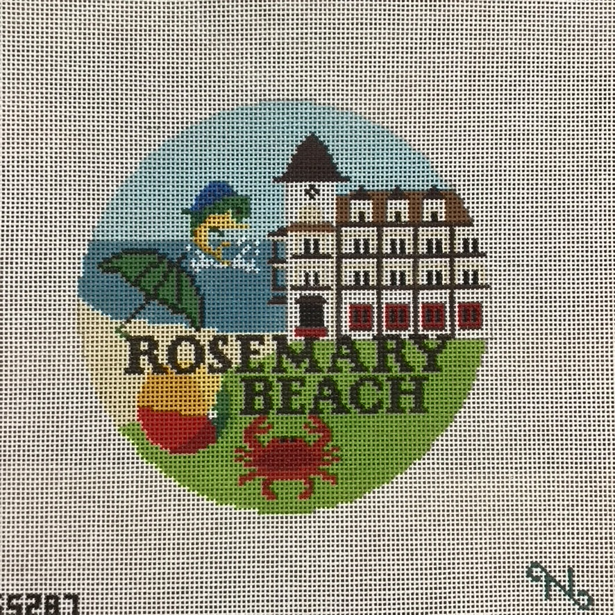 Rosemary Beach Travel Round Canvas - KC Needlepoint