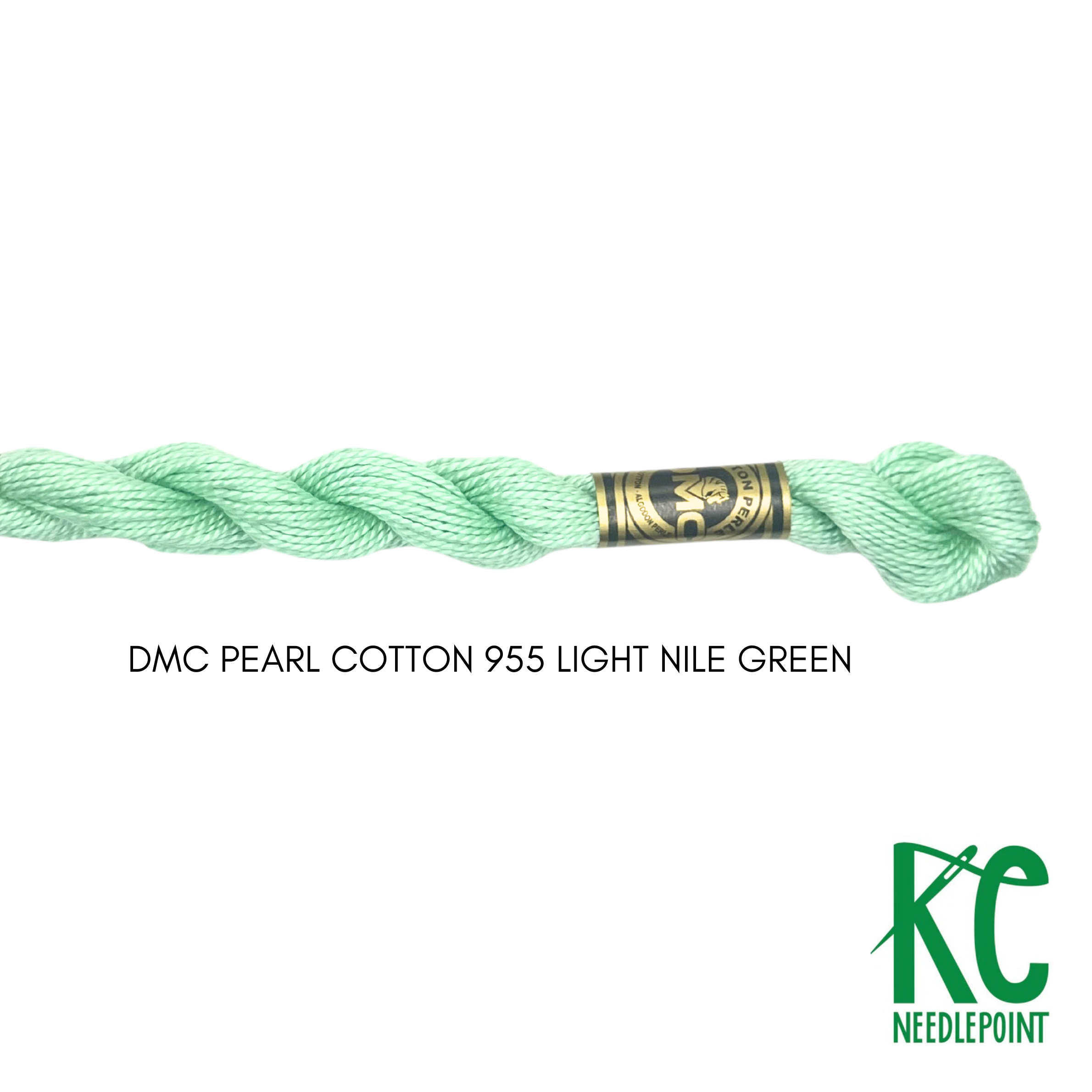 DMC 3 Pearl Cotton 955</br>Light Nile Green - KC Needlepoint
