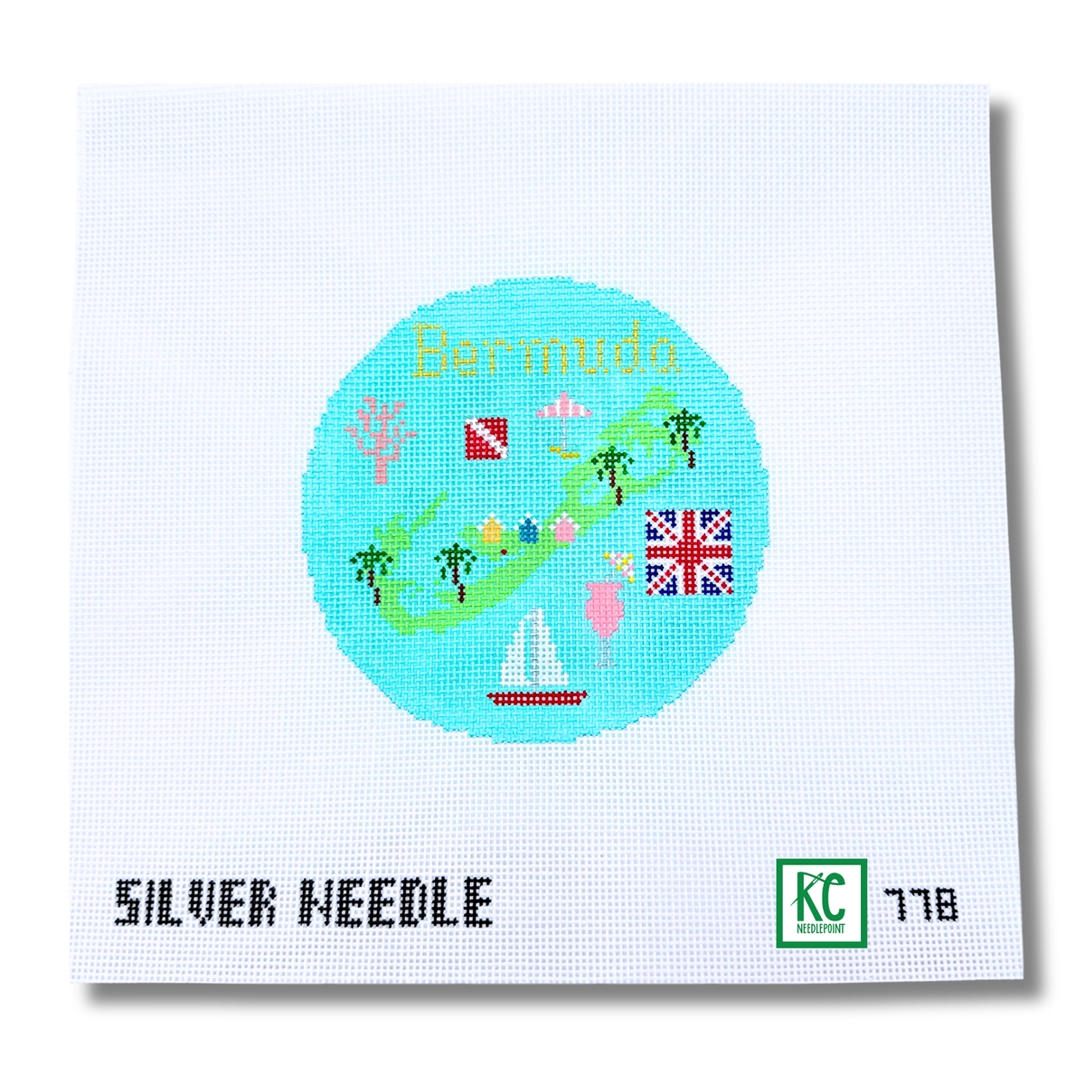 Bermuda 4 1/4" Travel Round Needlepoint Canvas - KC Needlepoint