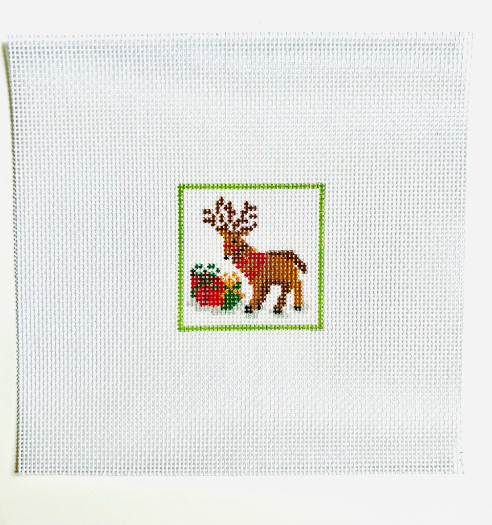 Reindeer Square Canvas - KC Needlepoint