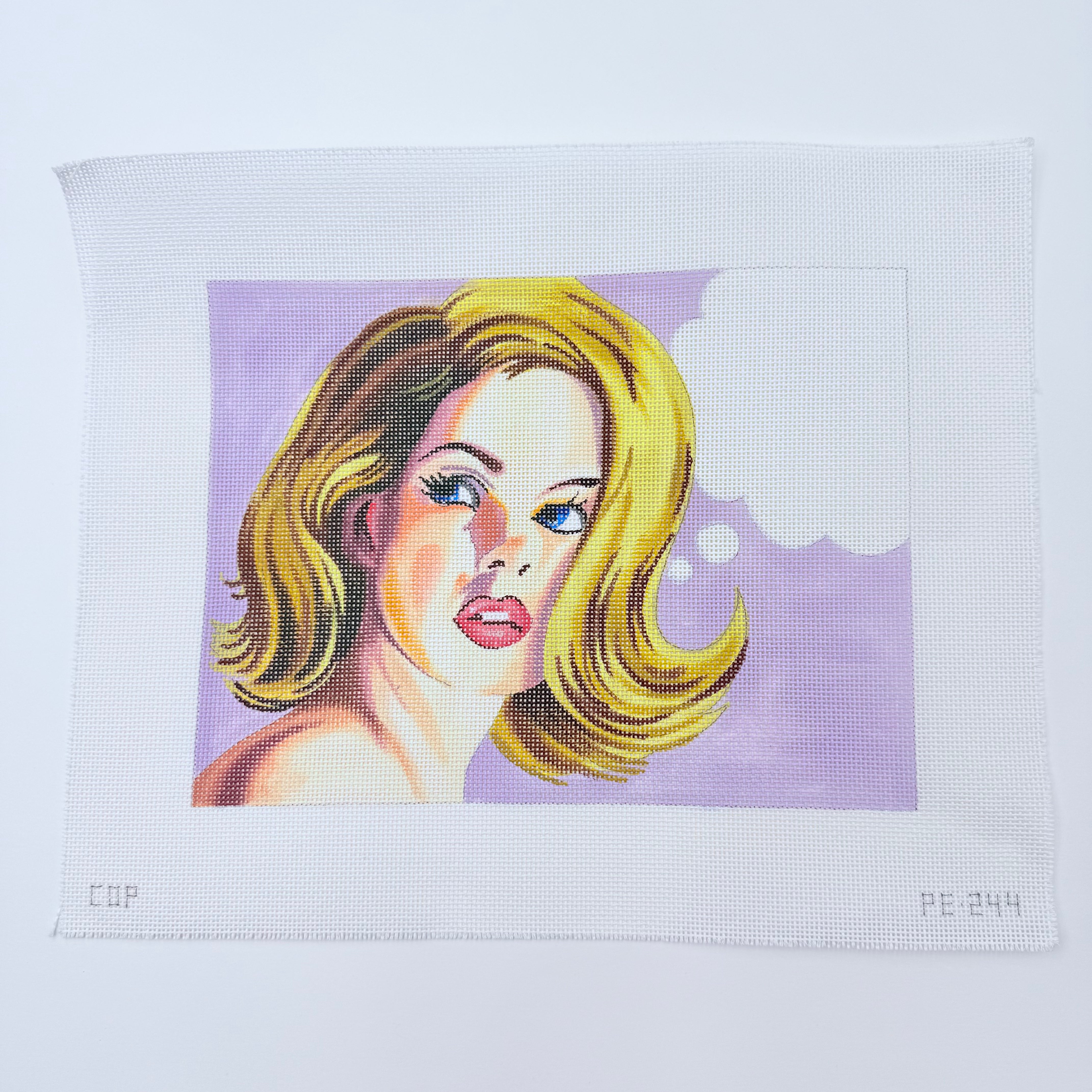 Blonde on Lavender Canvas - KC Needlepoint