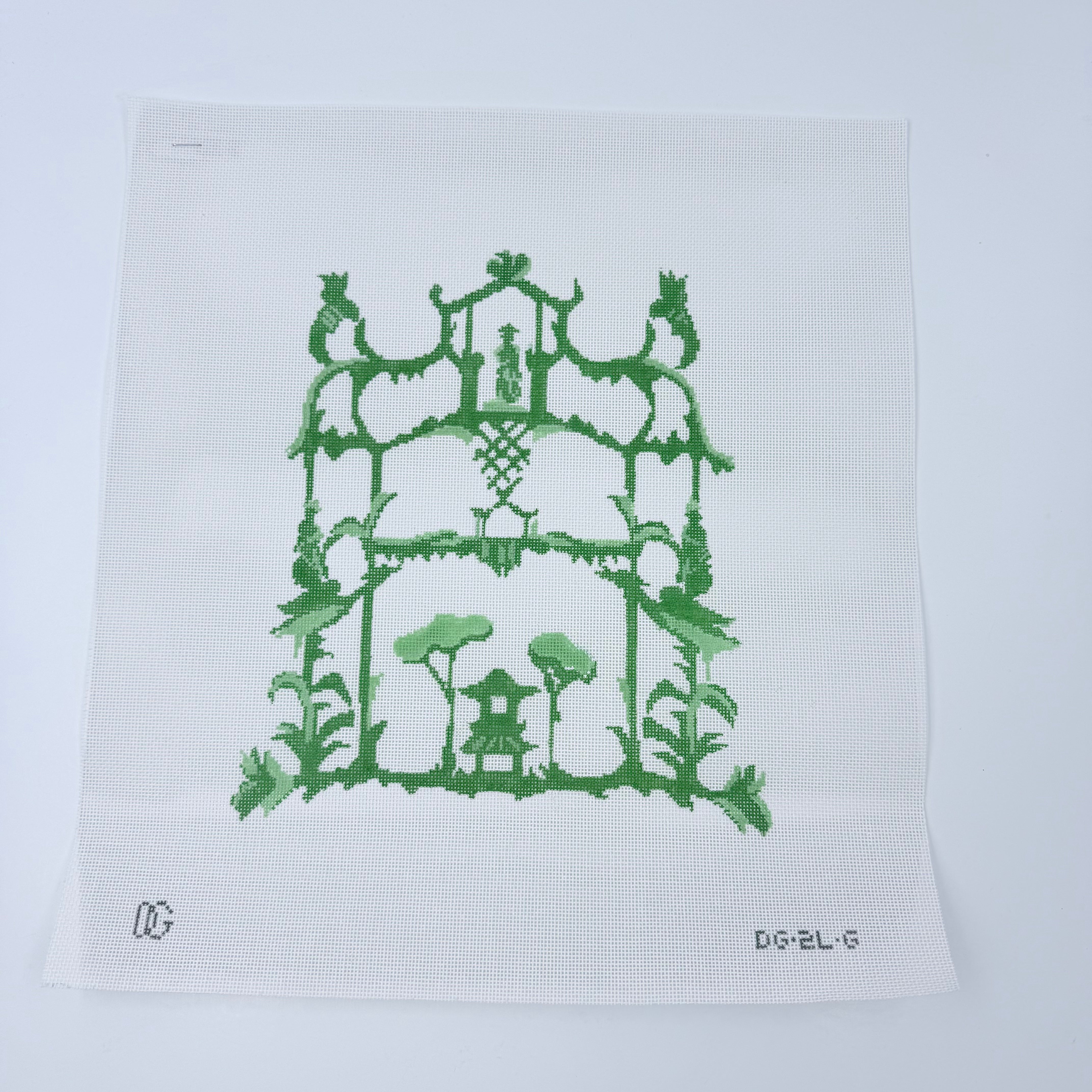 Garden Folly Green Needlepoint Canvas - KC Needlepoint
