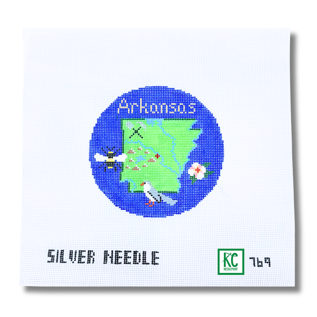 Arkansas 4 1/4" Travel Round Needlepoint Canvas - KC Needlepoint