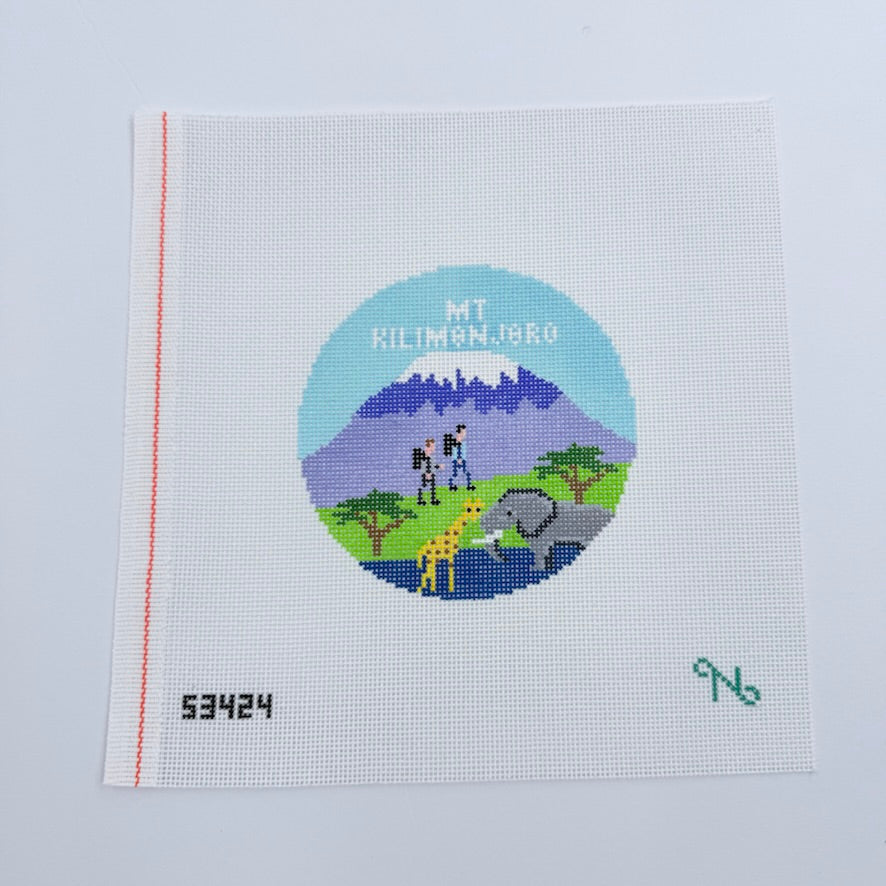 Mt. Kilimonjoro Travel Round Canvas - KC Needlepoint