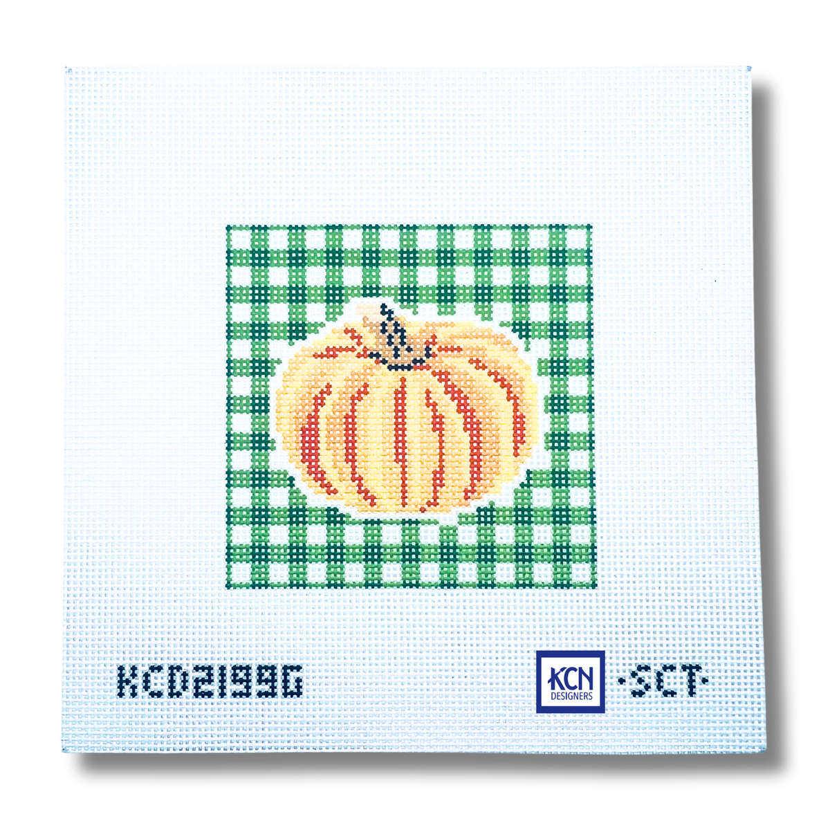 Pumpkin on Gingham - KC Needlepoint