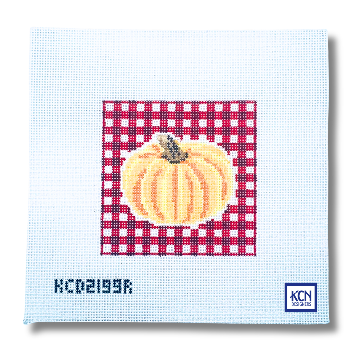 Pumpkin on Gingham - KC Needlepoint