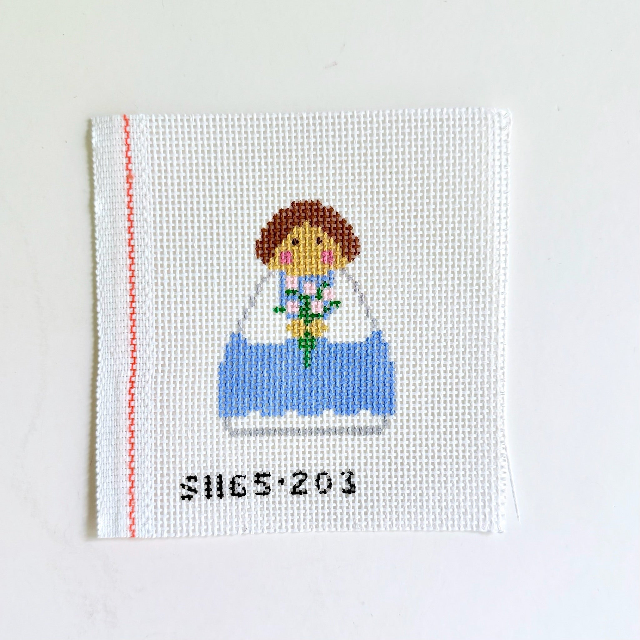 Blue Flower Angel Canvas - KC Needlepoint