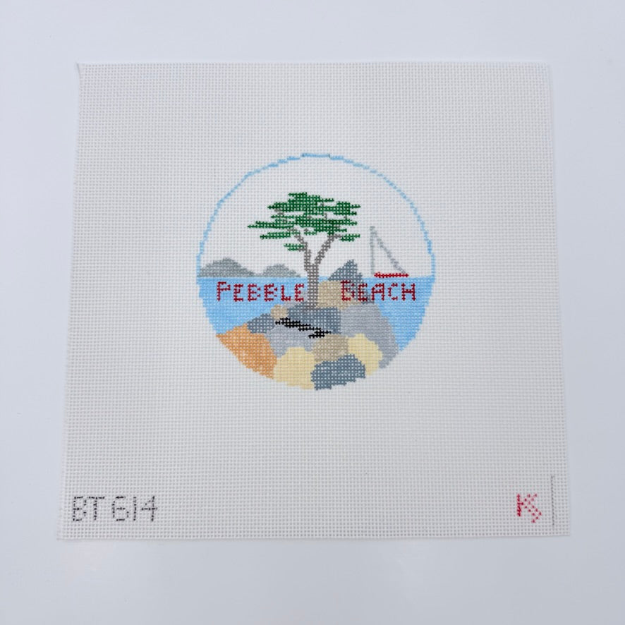 Pebble Beach Travel Round Canvas - KC Needlepoint