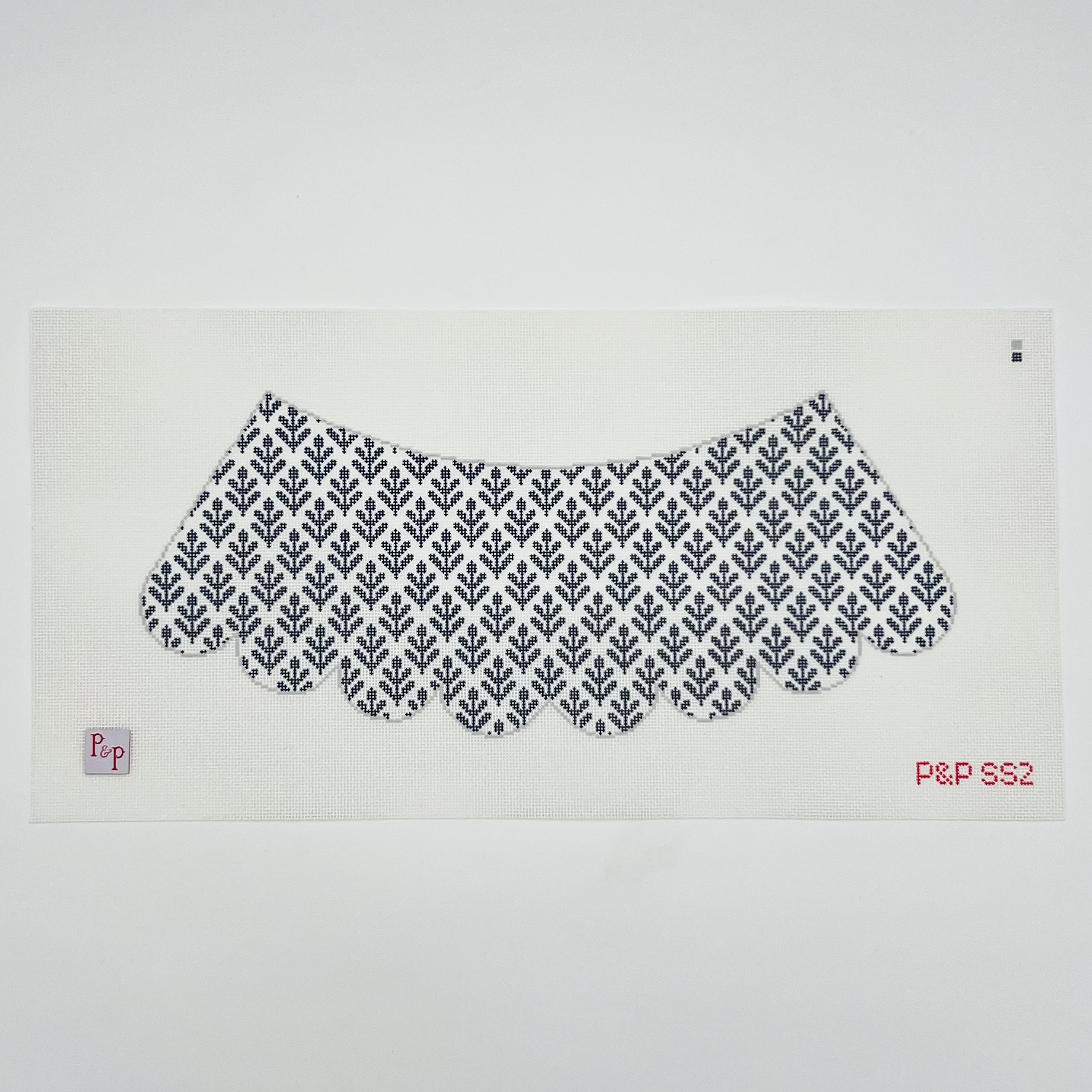 Indigo Ivy Lamp Shade Canvas - KC Needlepoint