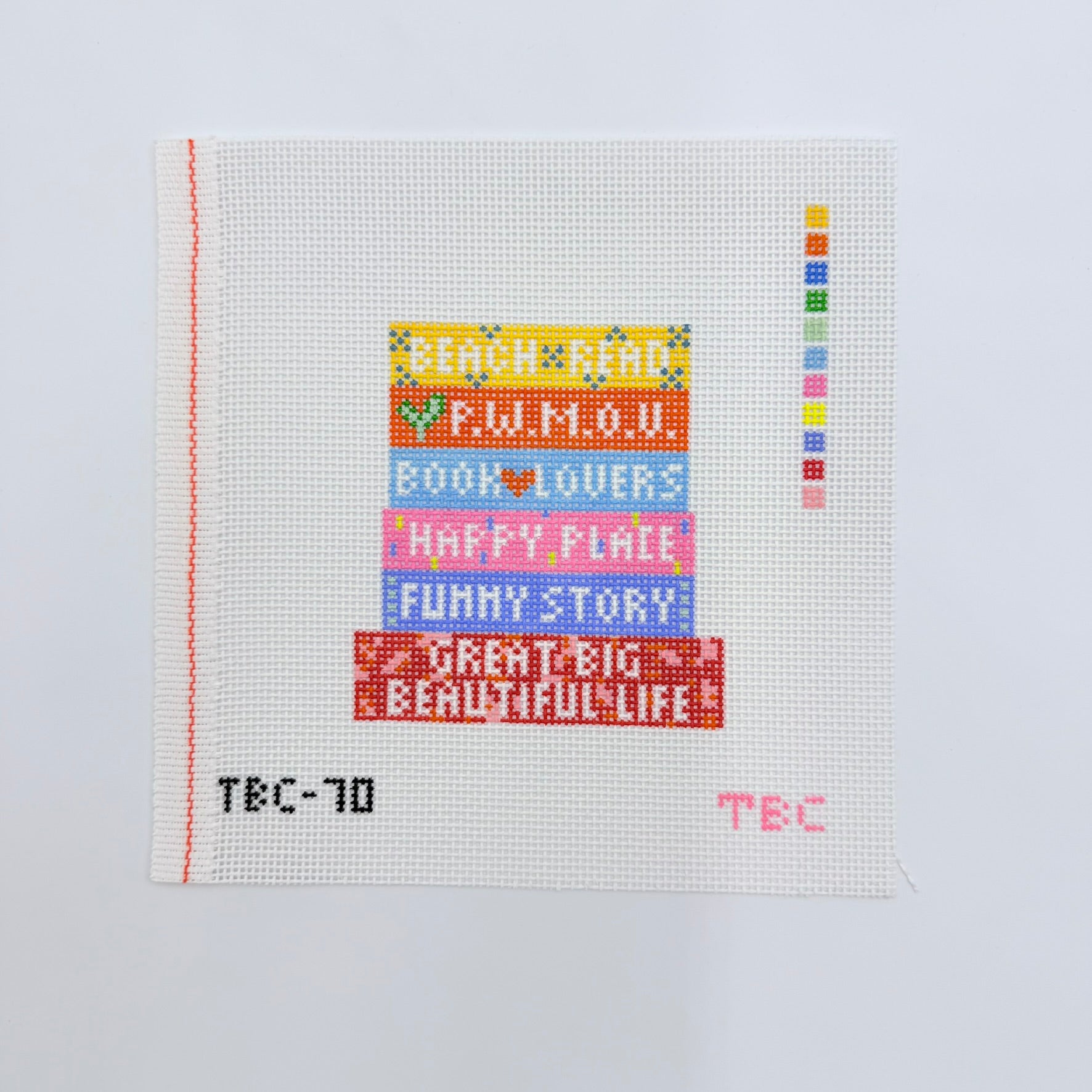 Contemporary Romance Book Stack Canvas - KC Needlepoint