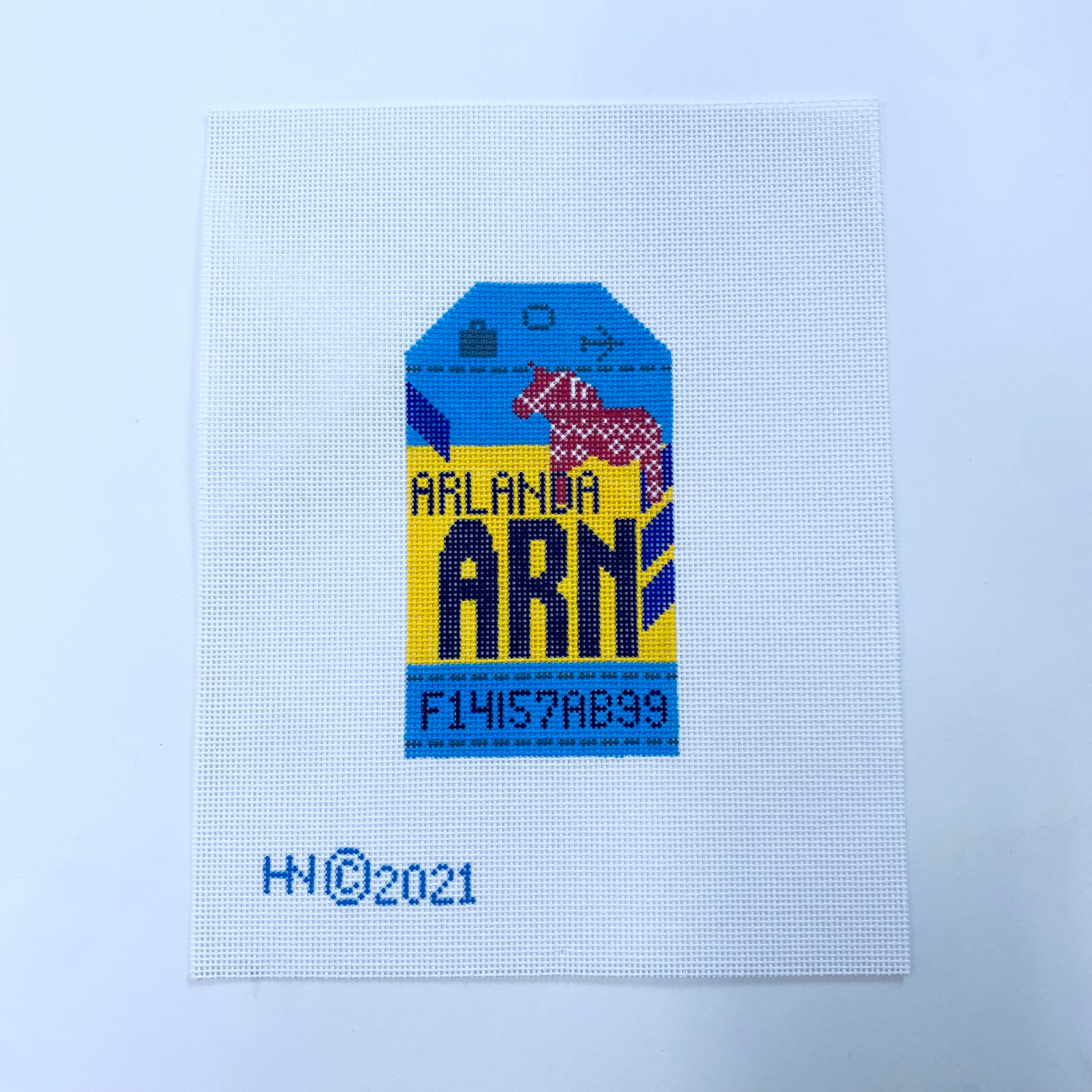 Stockholm Vintage Travel Tag Canvas - KC Needlepoint