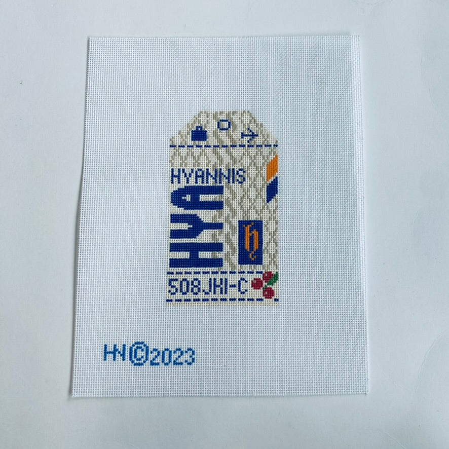 Hyannis Vintage Travel Tag Canvas - KC Needlepoint