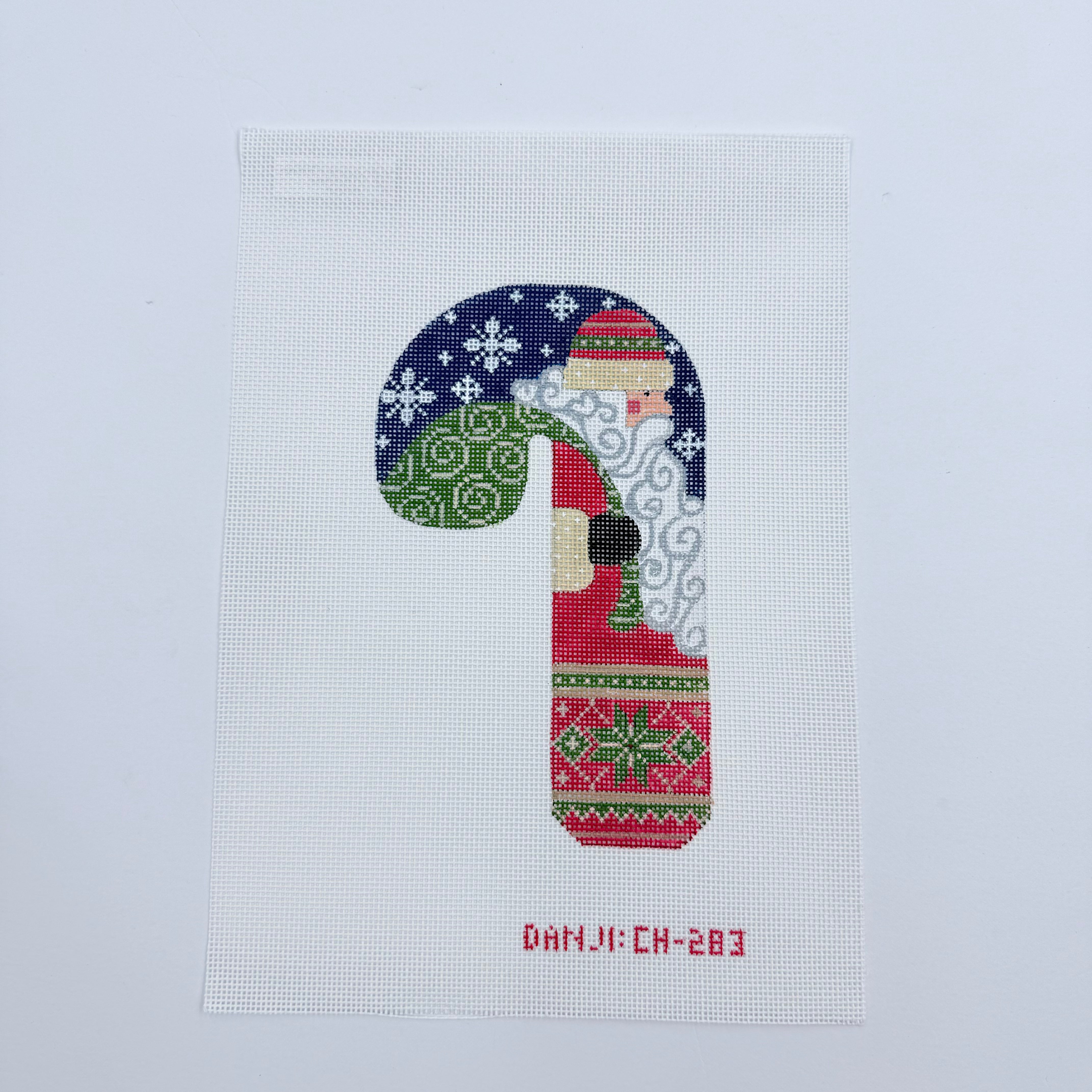 Traditional Santa Candy Cane Canvas - KC Needlepoint