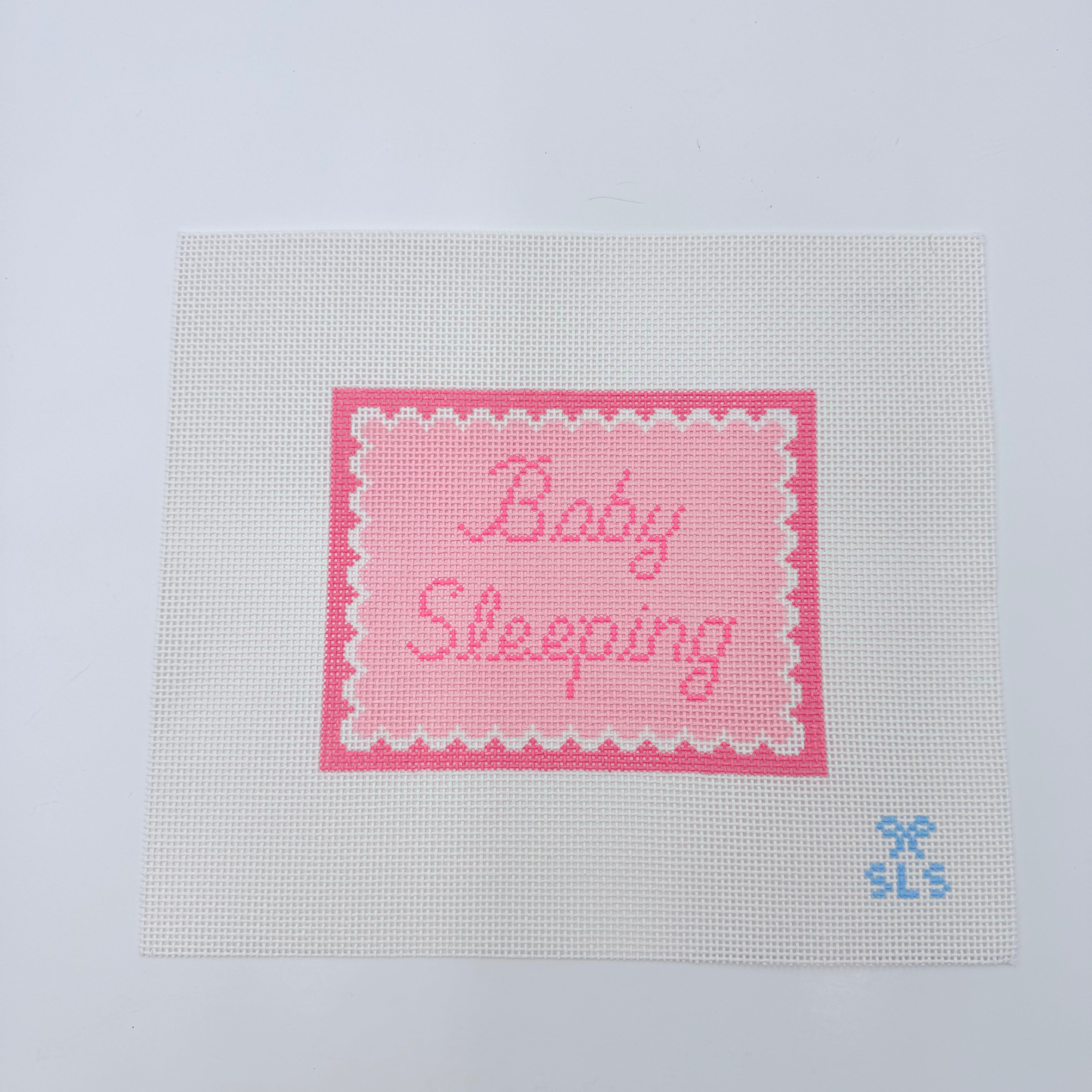 Baby Sleeping Pink Scallops Canvas - KC Needlepoint