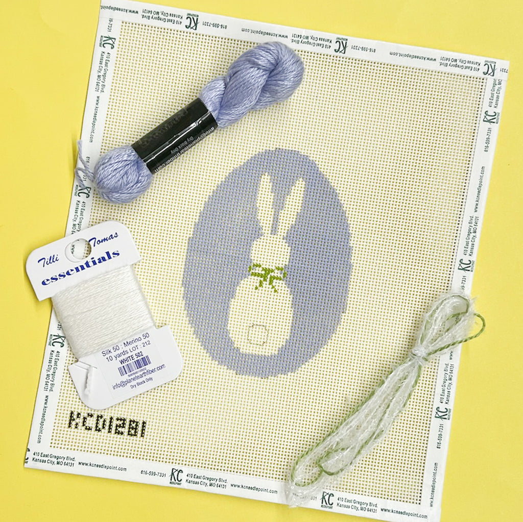 Bunny on Lavender Egg Kit - KC Needlepoint