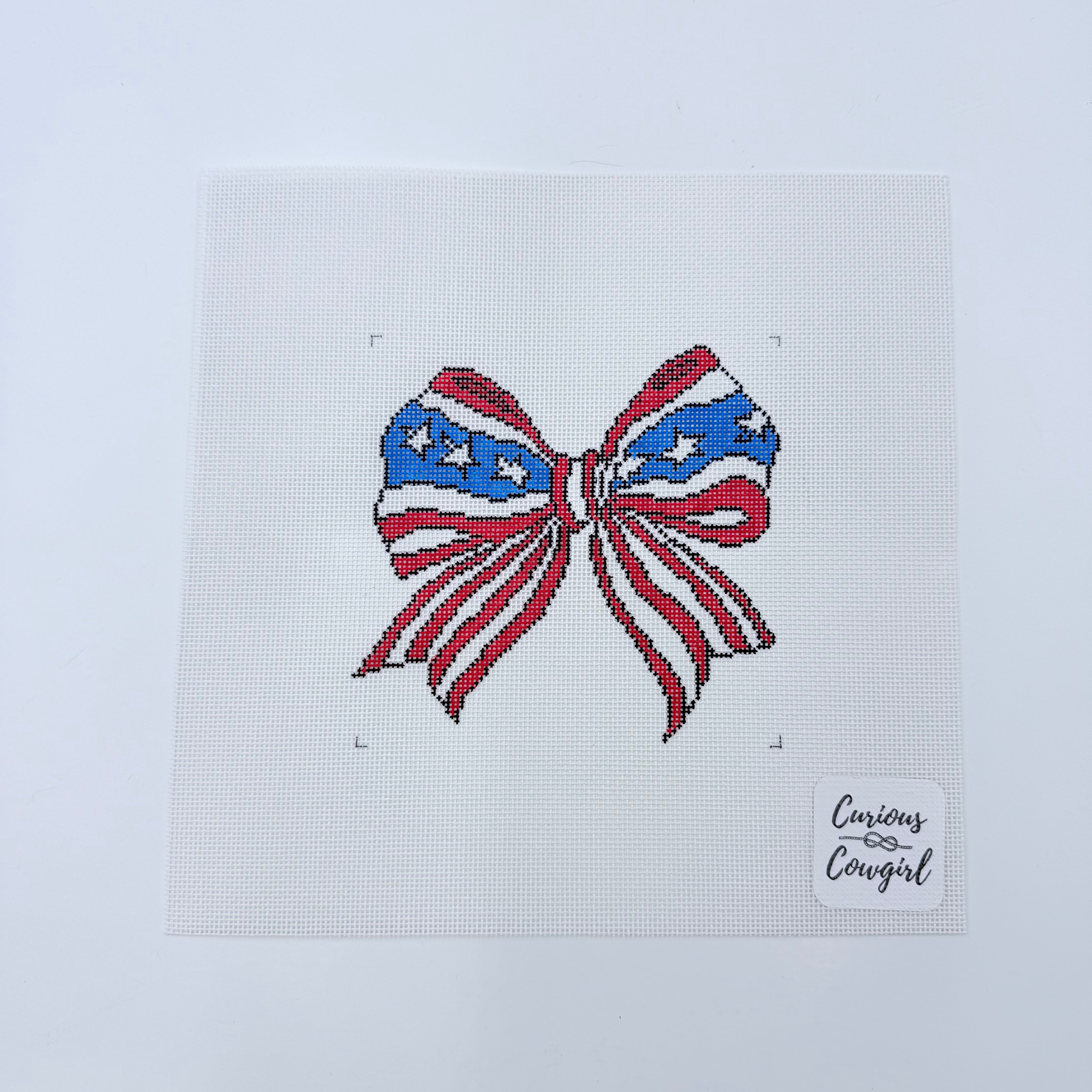 Patriotic Bow Canvas - KC Needlepoint