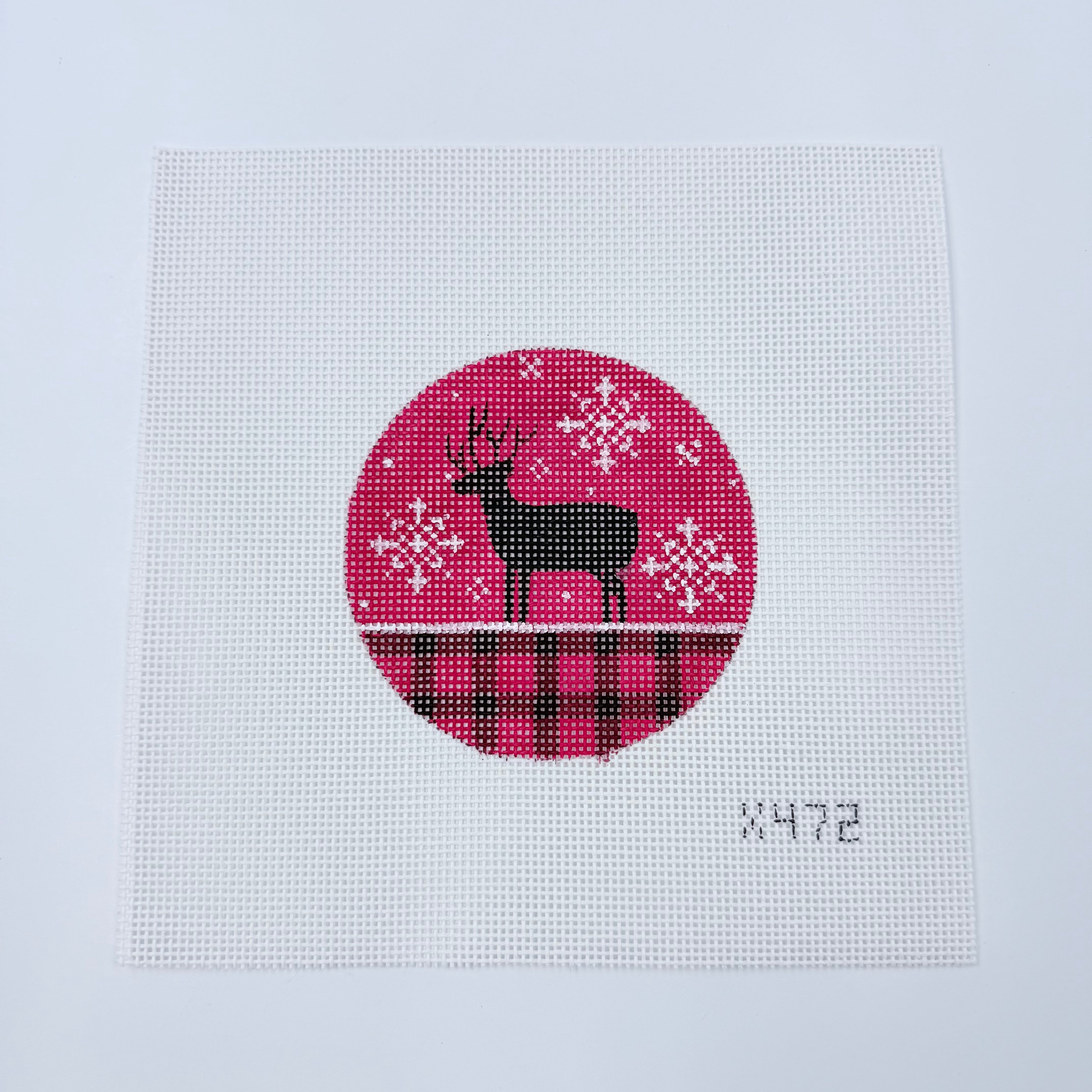 Deer and Red Plaid Ornament Canvas - KC Needlepoint