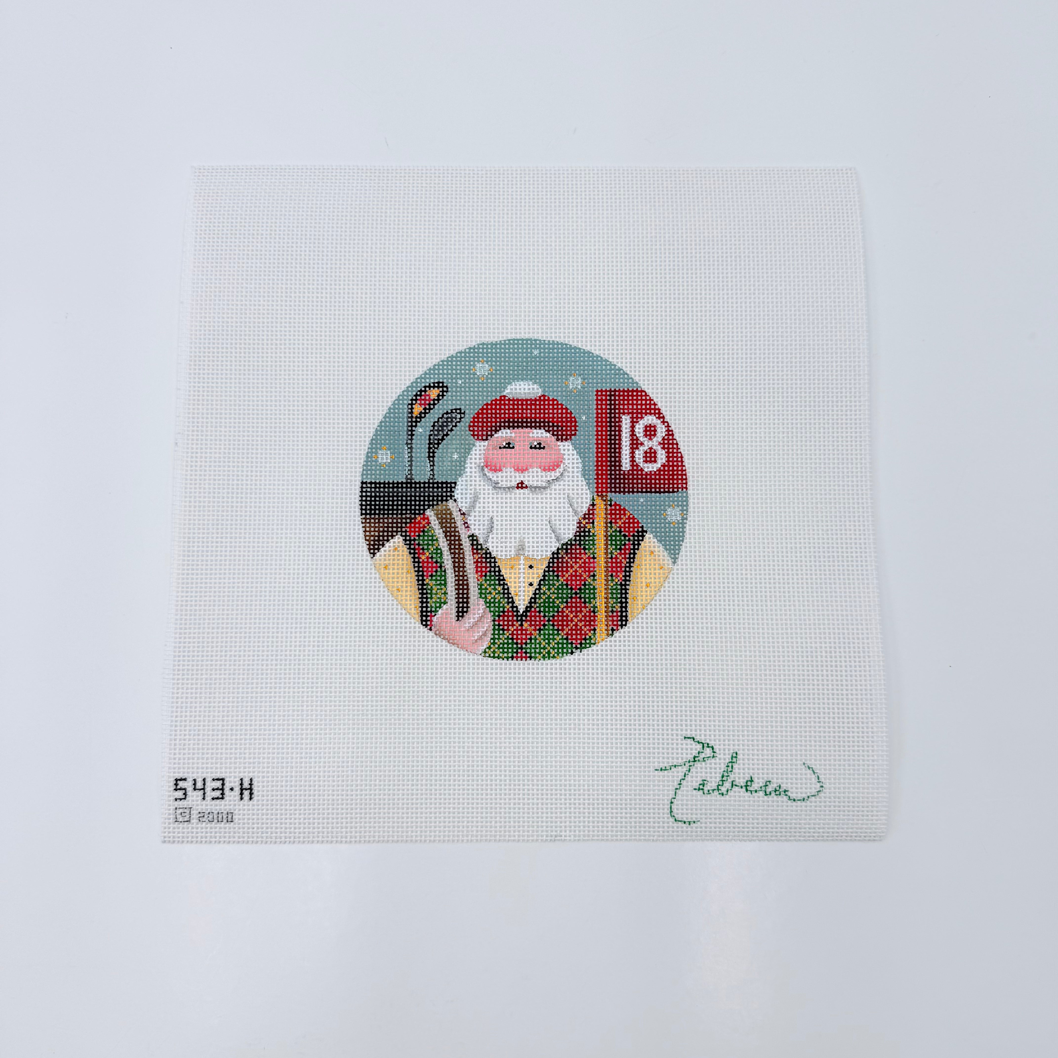 Golfing Santa Canvas - KC Needlepoint