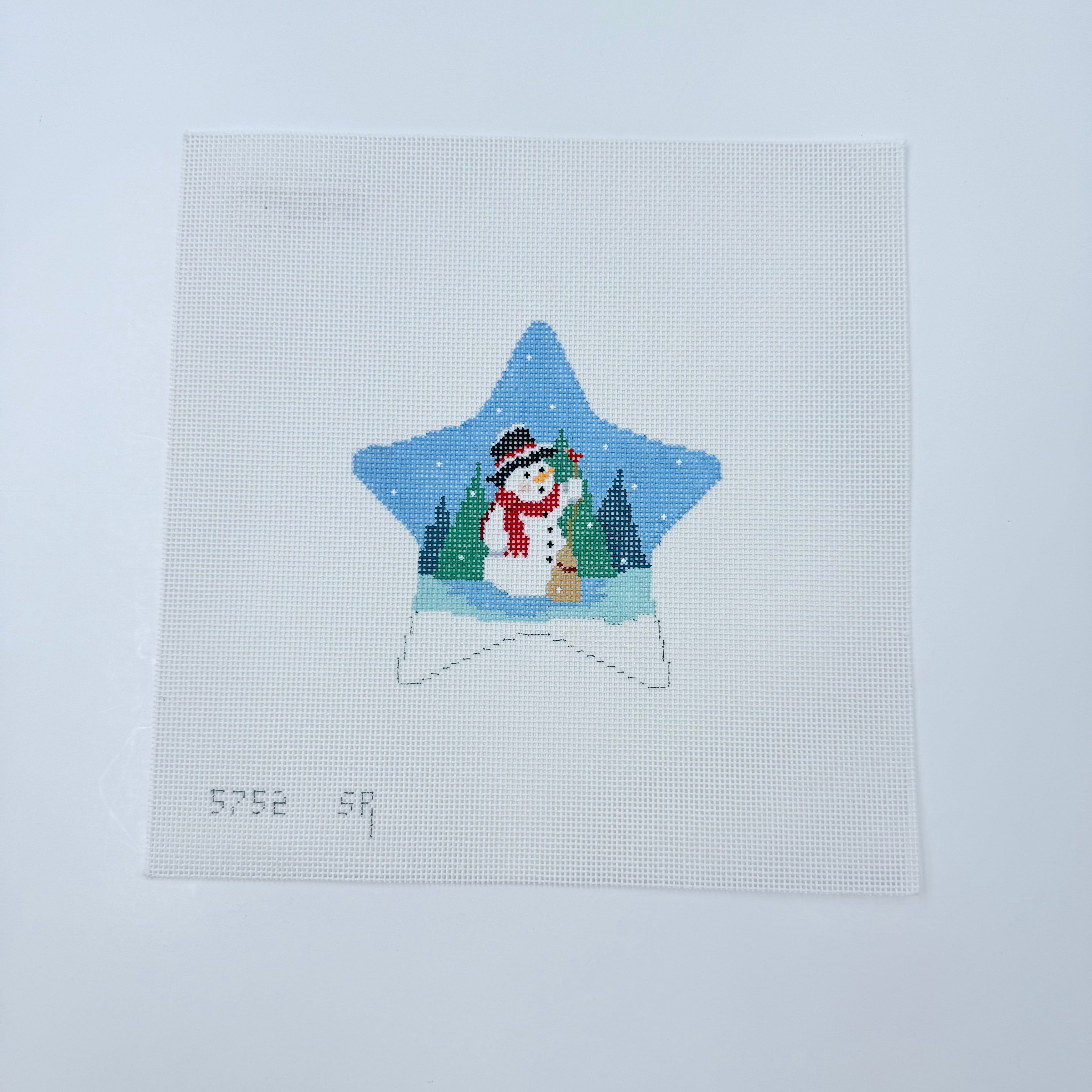 Snowman's Visitor Star Canvas - KC Needlepoint