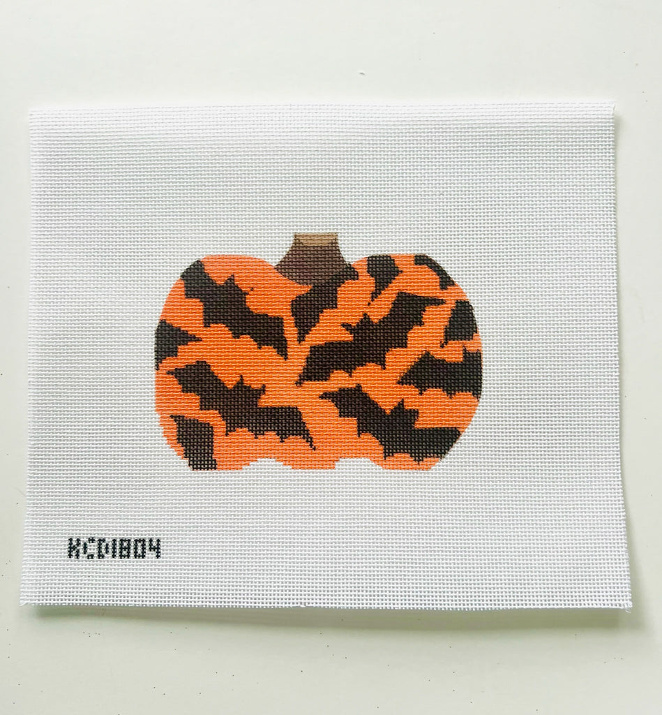 Pumpkin with Bats Canvas - KC Needlepoint