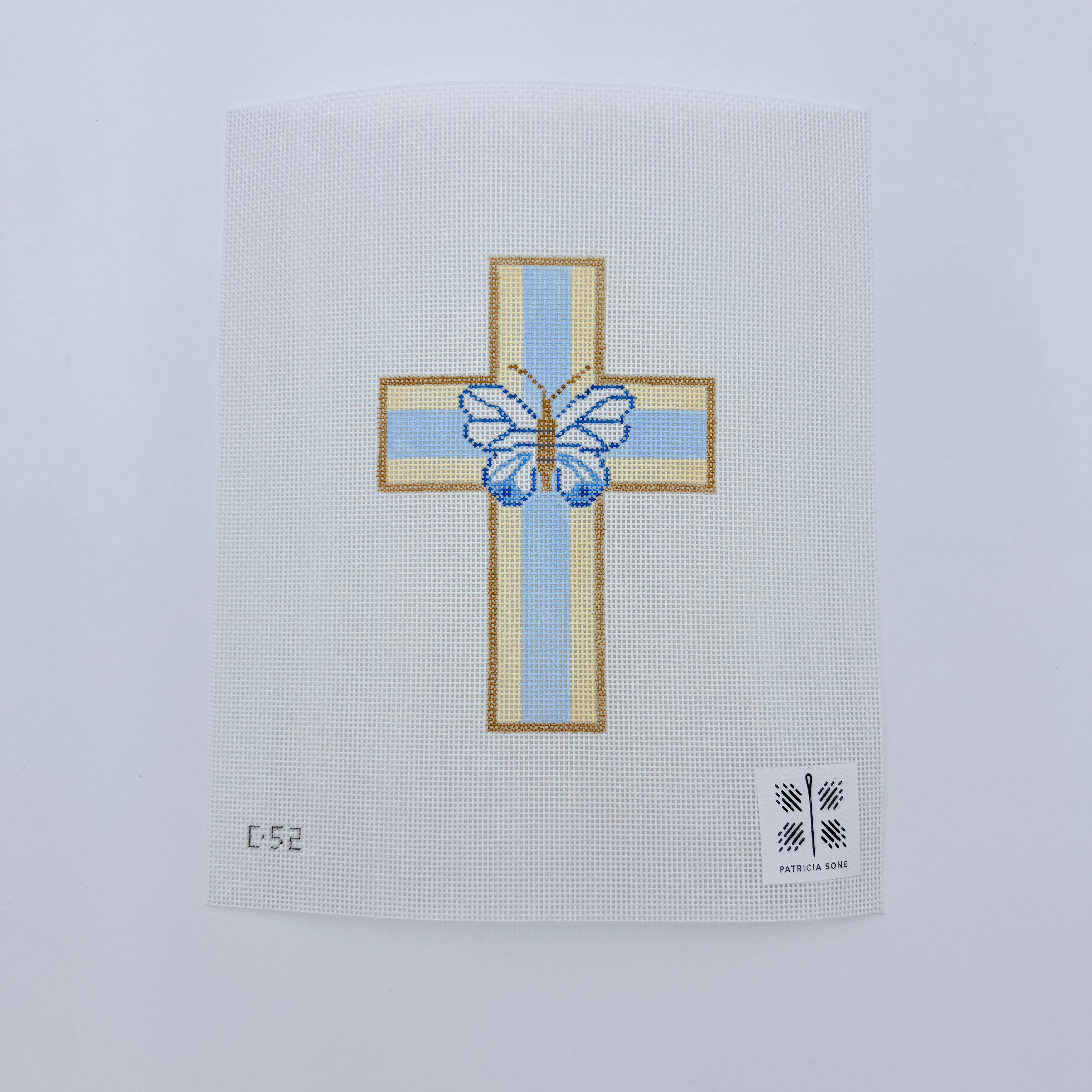 Cross with Butterfly Canvas - KC Needlepoint