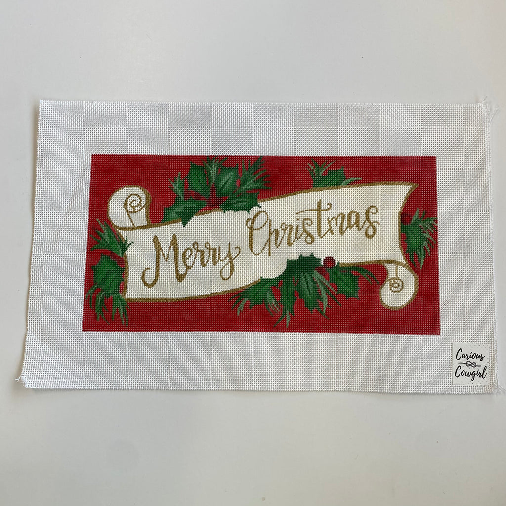 Merry Christmas on Scroll Canvas - KC Needlepoint