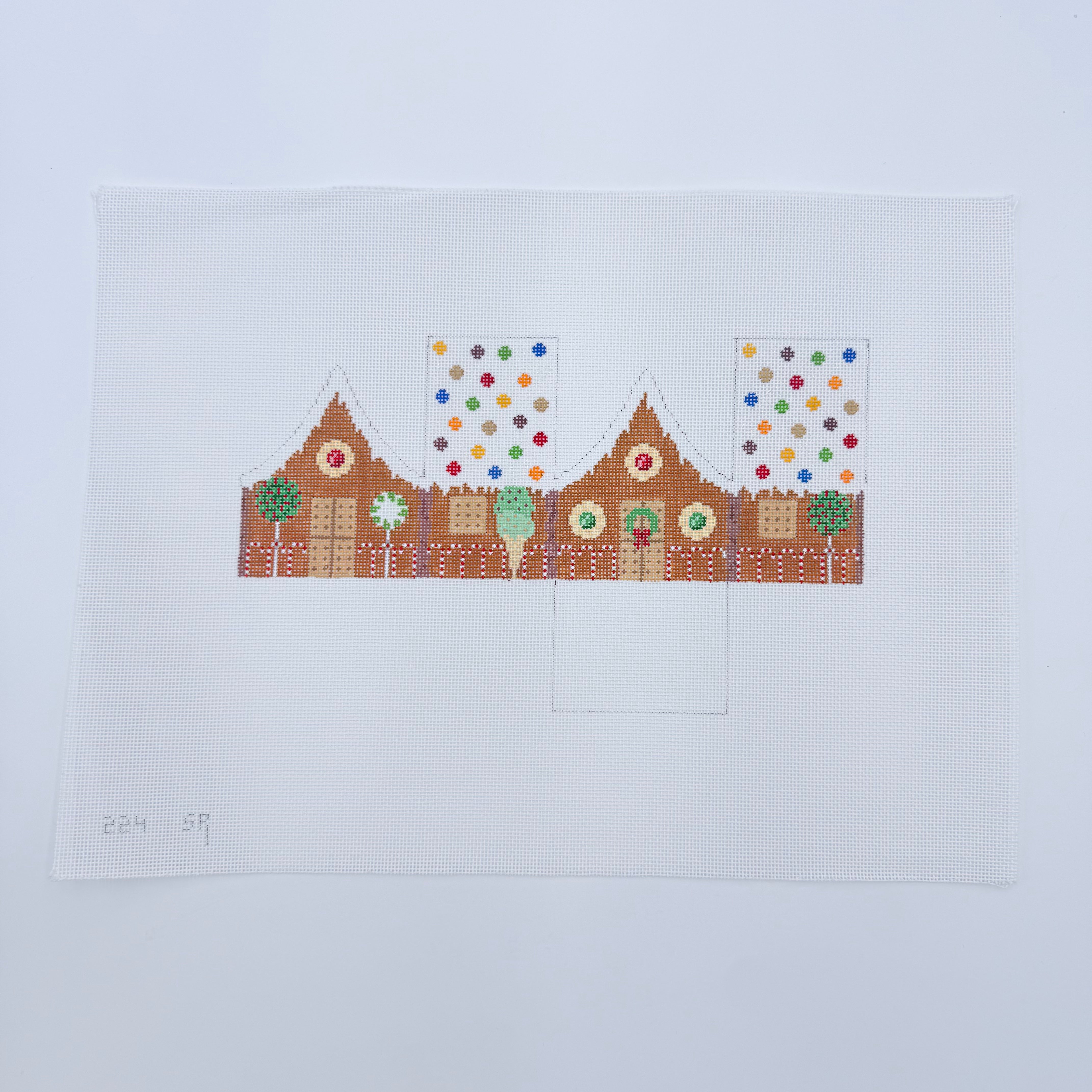 M&M Arched Roof 3D Gingerbread House Canvas - KC Needlepoint