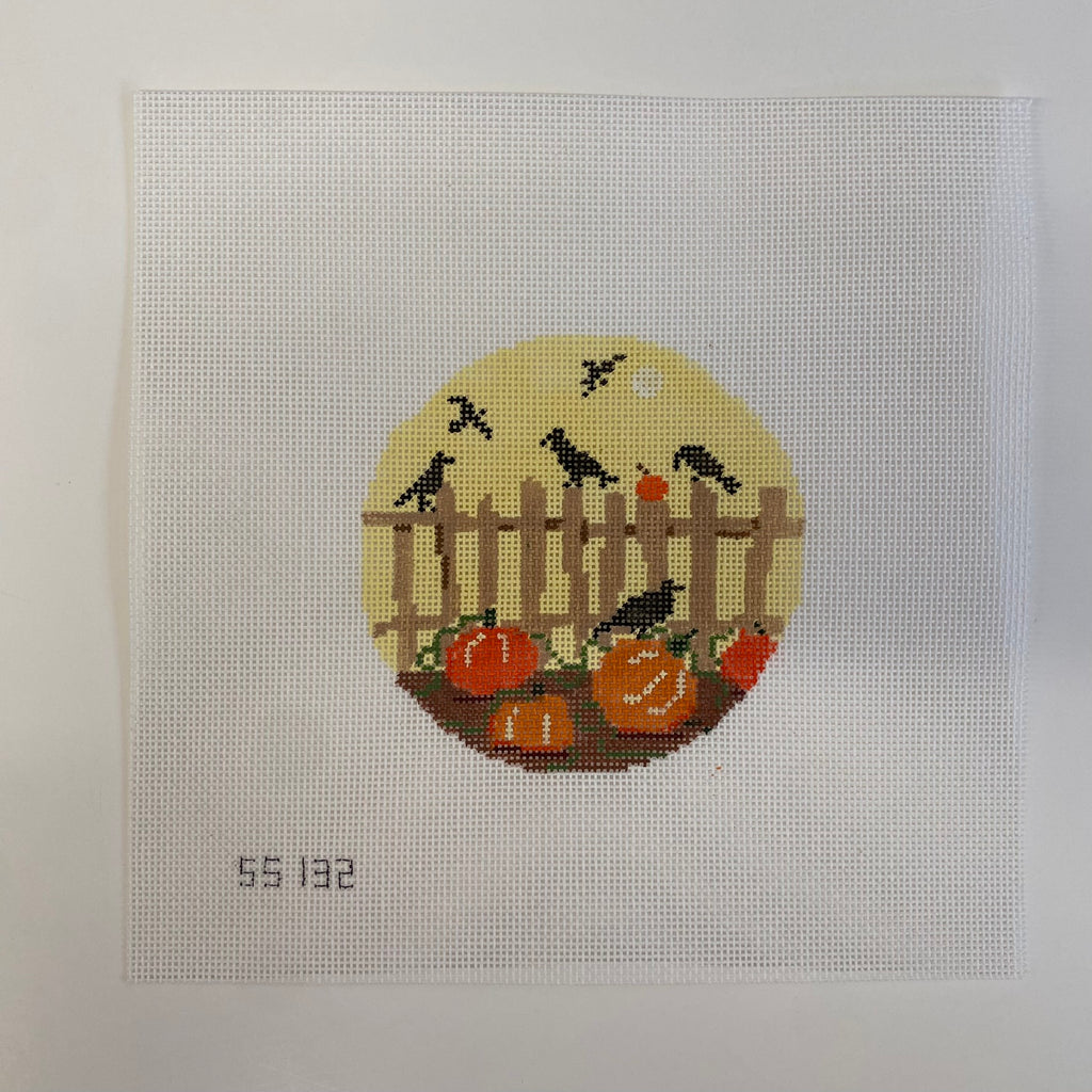 Crows on Fence Canvas - KC Needlepoint