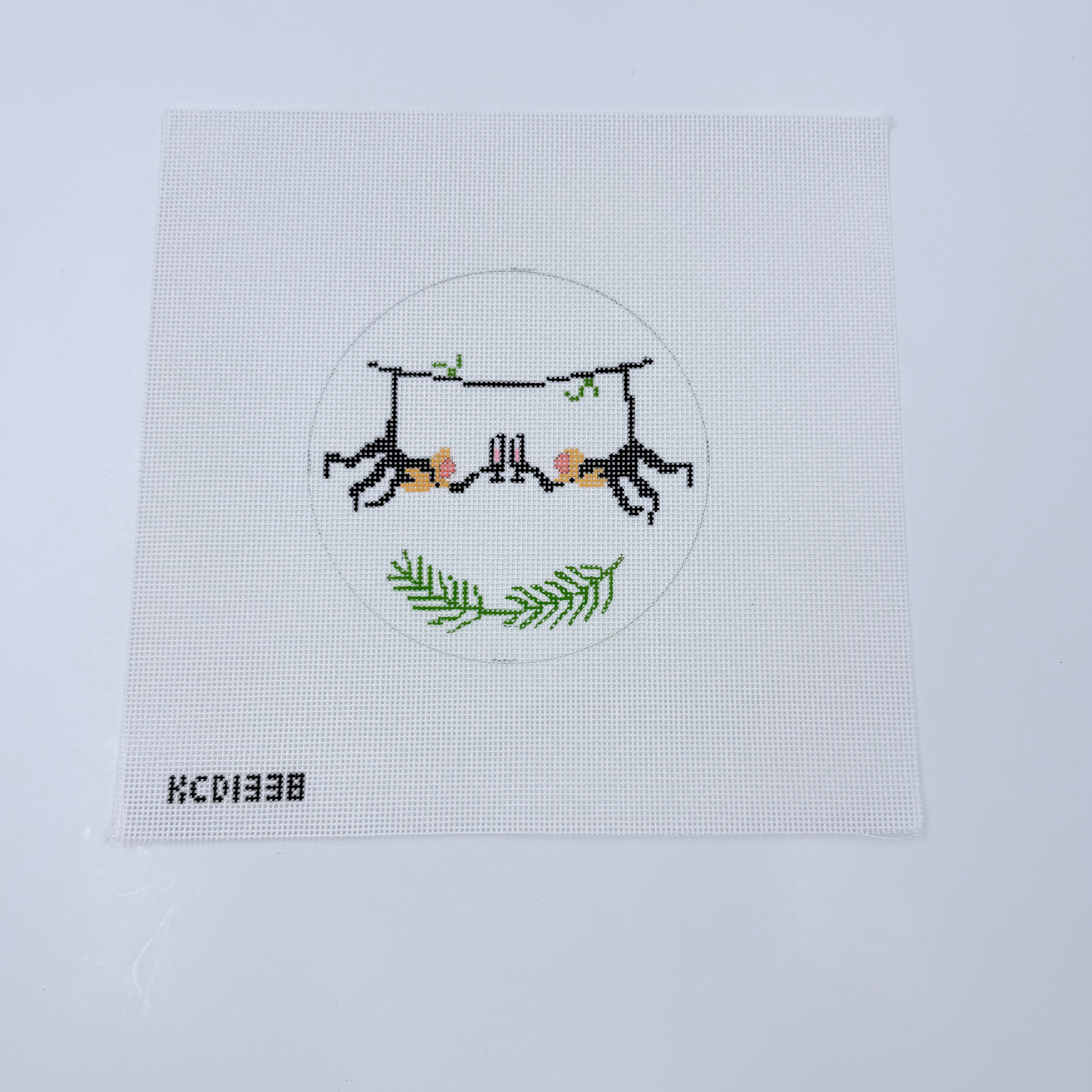 Champagne Monkey Round Canvas - KC Needlepoint