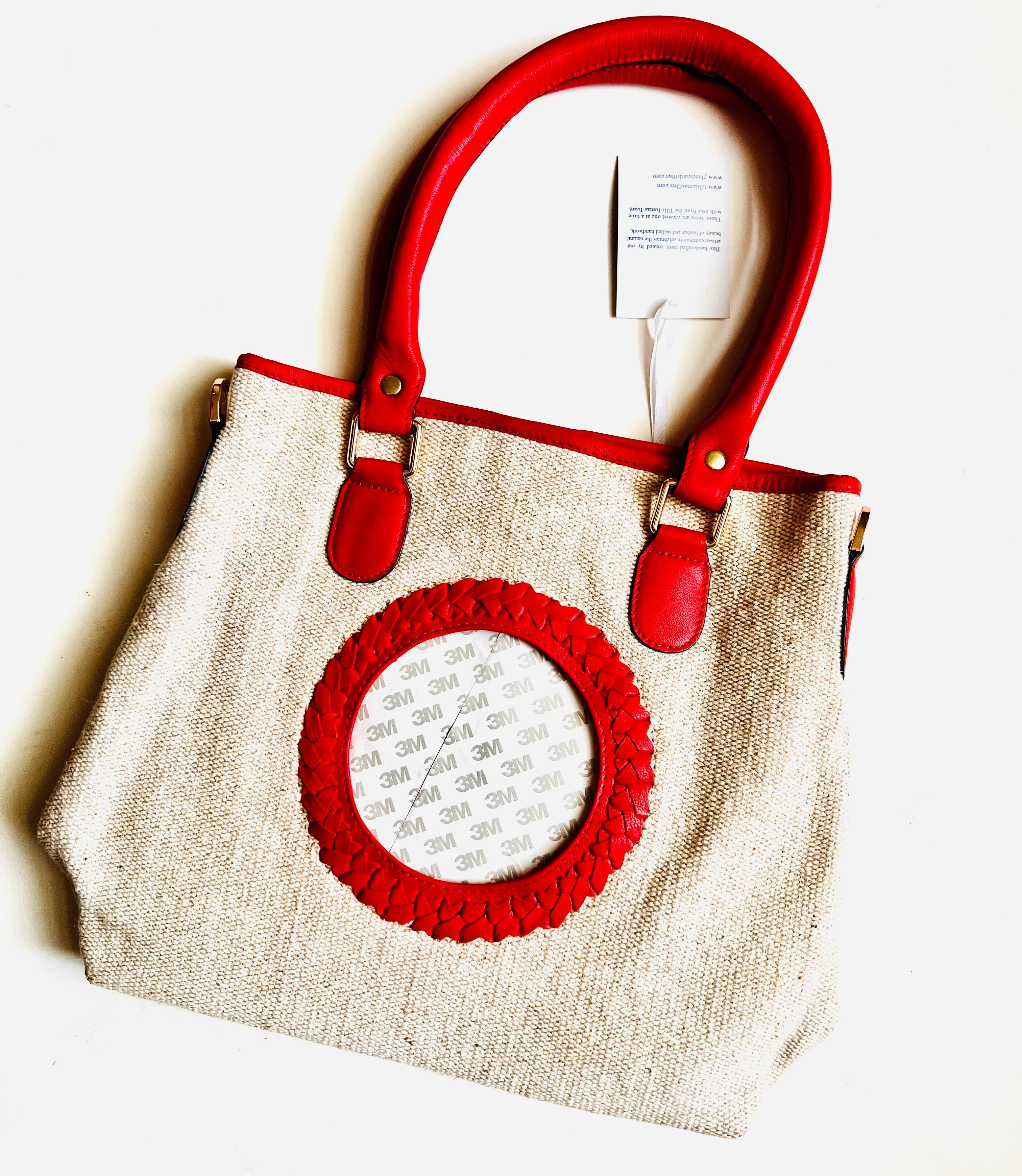 Leather Trimmed Self Finishing Canvas Tote - KC Needlepoint