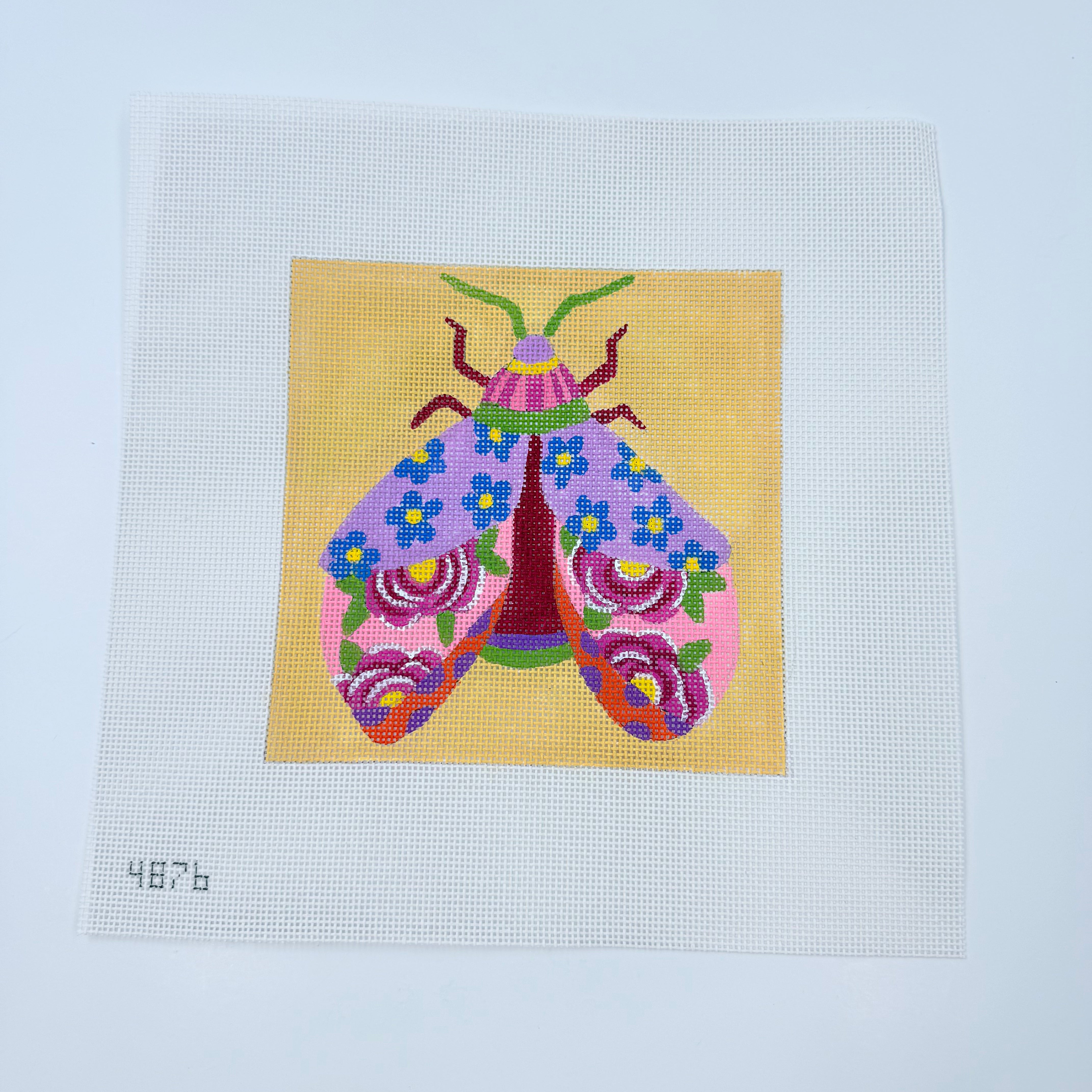 Floral Moth Canvas - KC Needlepoint