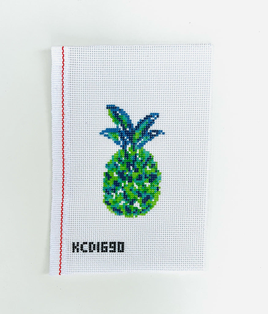 Blue and Green Pineapple Canvas - KC Needlepoint