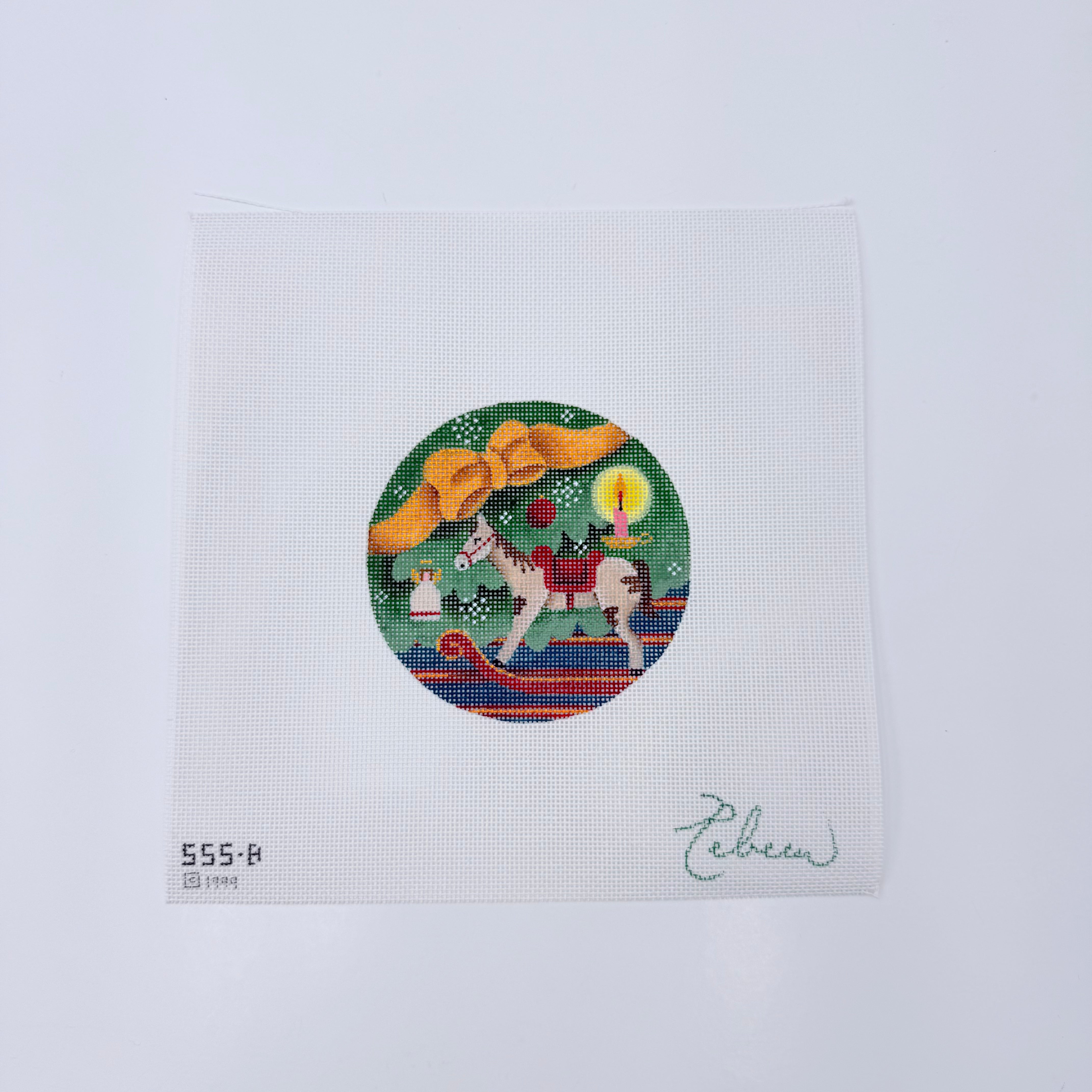 Rocking Horse Round Canvas - KC Needlepoint